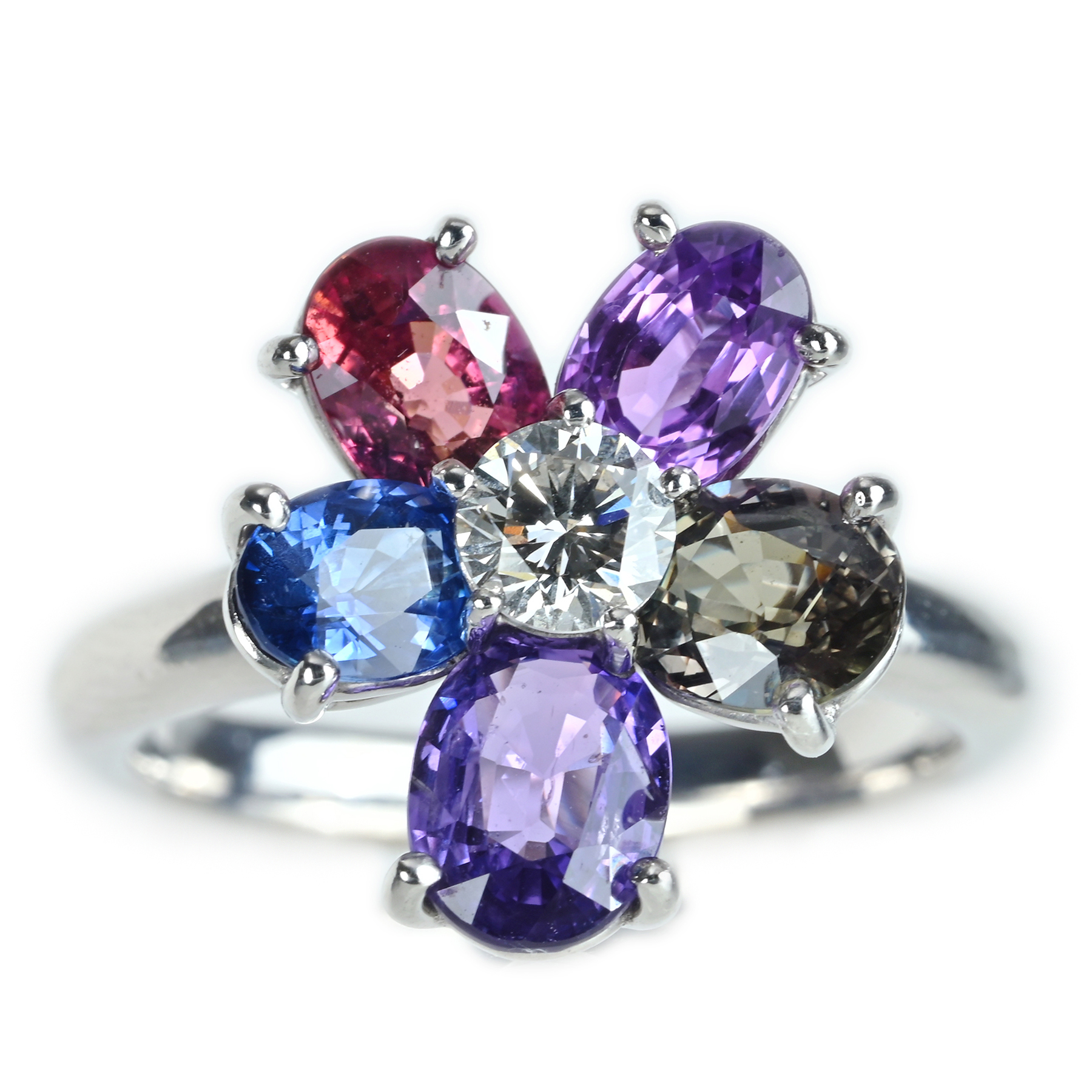 カラーサファイアリング K18WG CS3.79ct D0.304ct - 画像 (2)