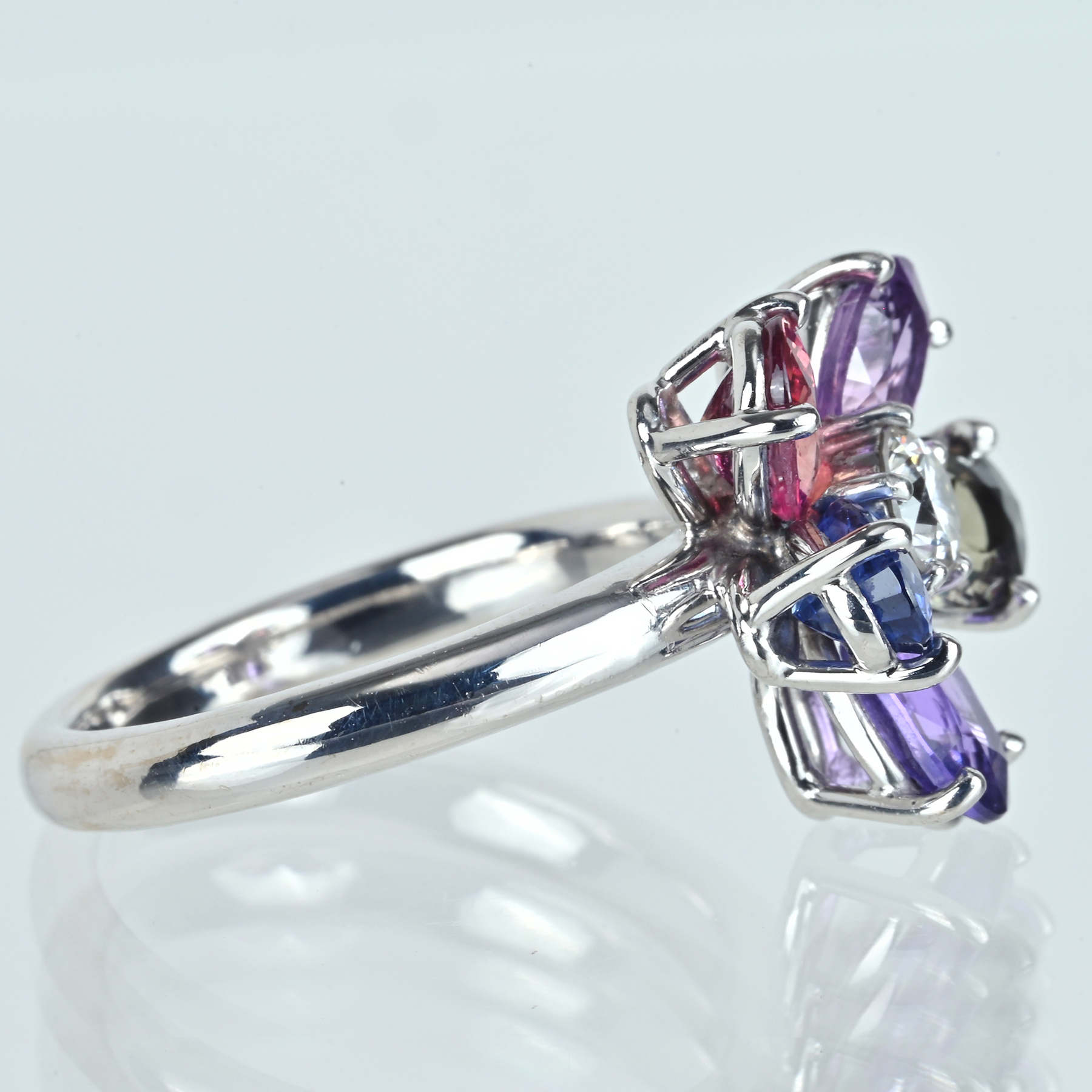 カラーサファイアリング K18WG CS3.79ct D0.304ct - 画像 (4)