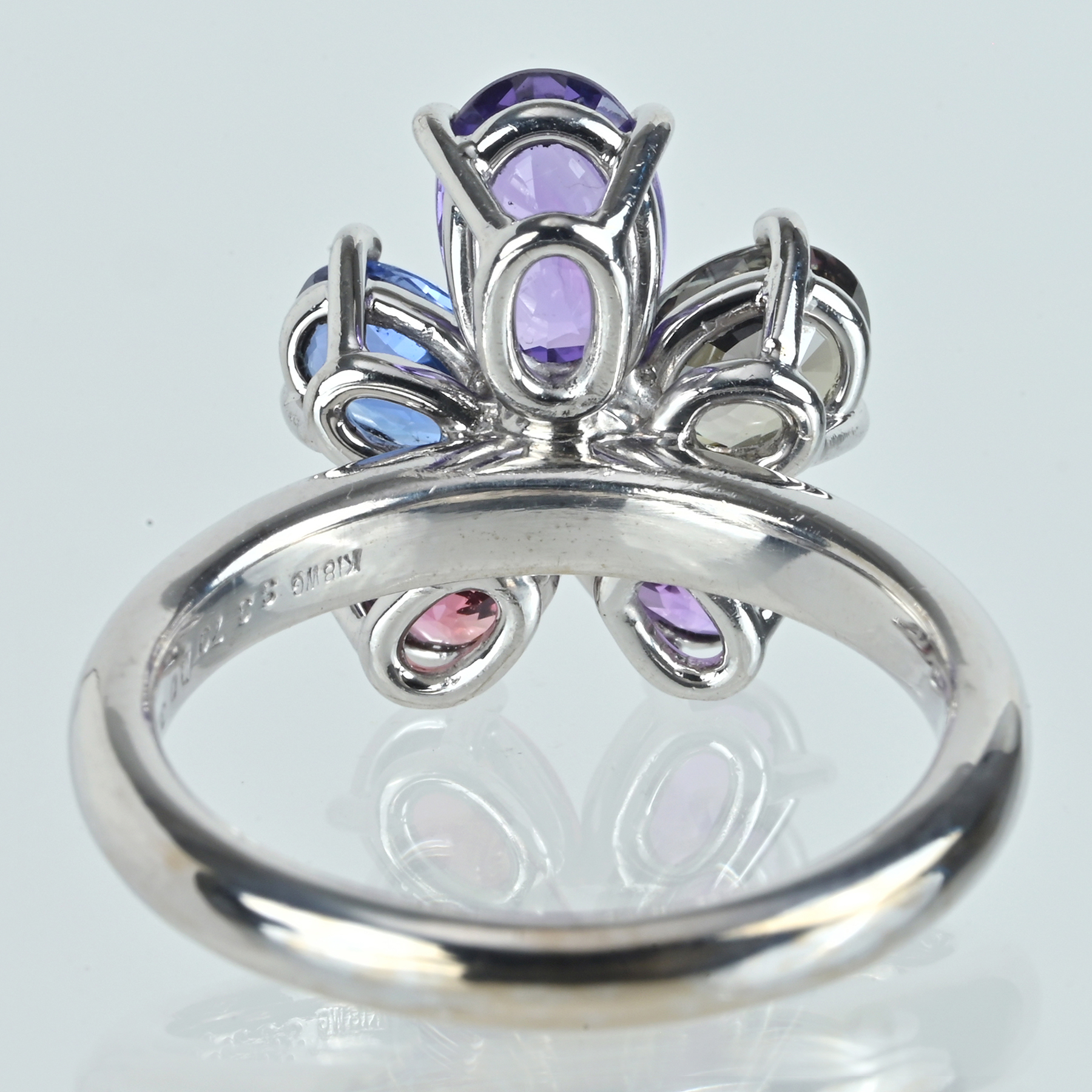 カラーサファイアリング K18WG CS3.79ct D0.304ct - 画像 (5)