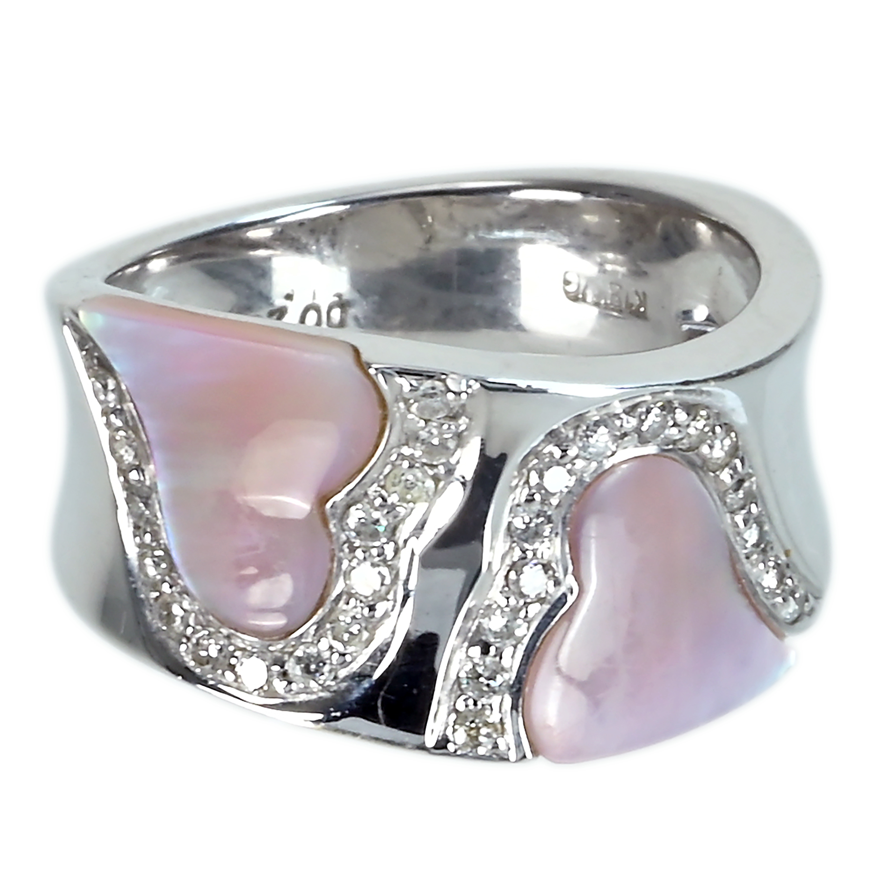 ダイヤモンドシェルリング K18WG/SHELL D0.20ct - 画像 (2)