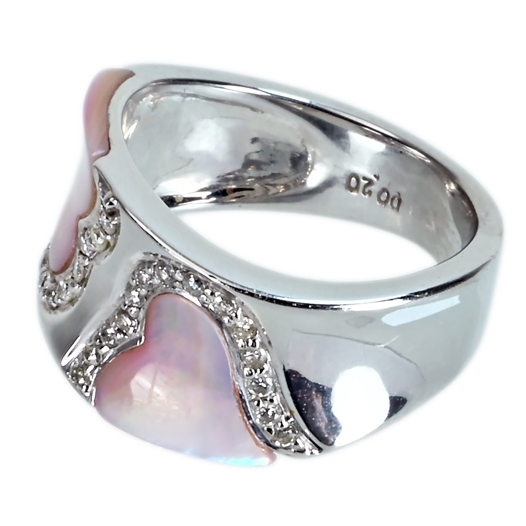 ダイヤモンドシェルリング K18WG/SHELL D0.20ct - 画像 (3)