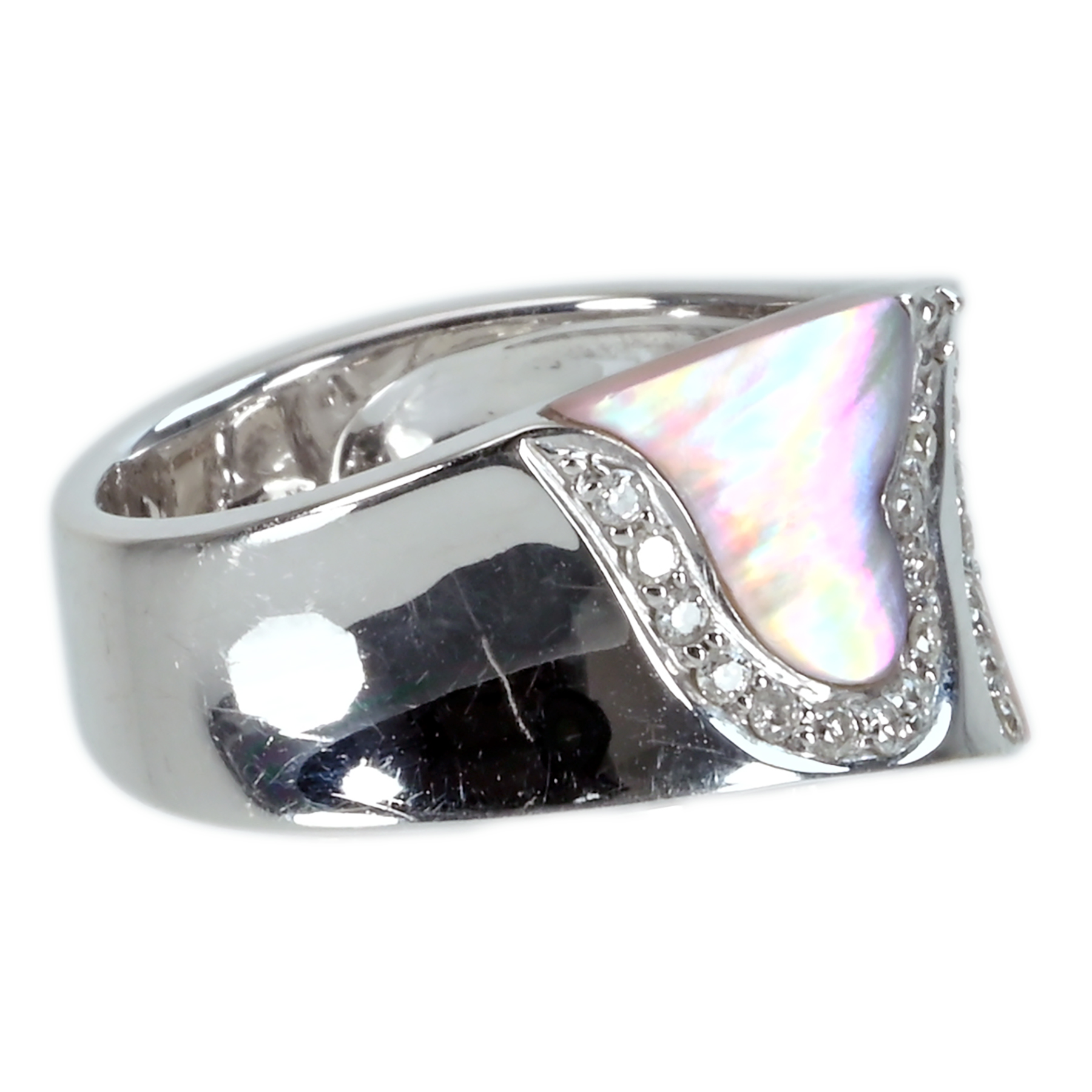 ダイヤモンドシェルリング K18WG/SHELL D0.20ct - 画像 (4)