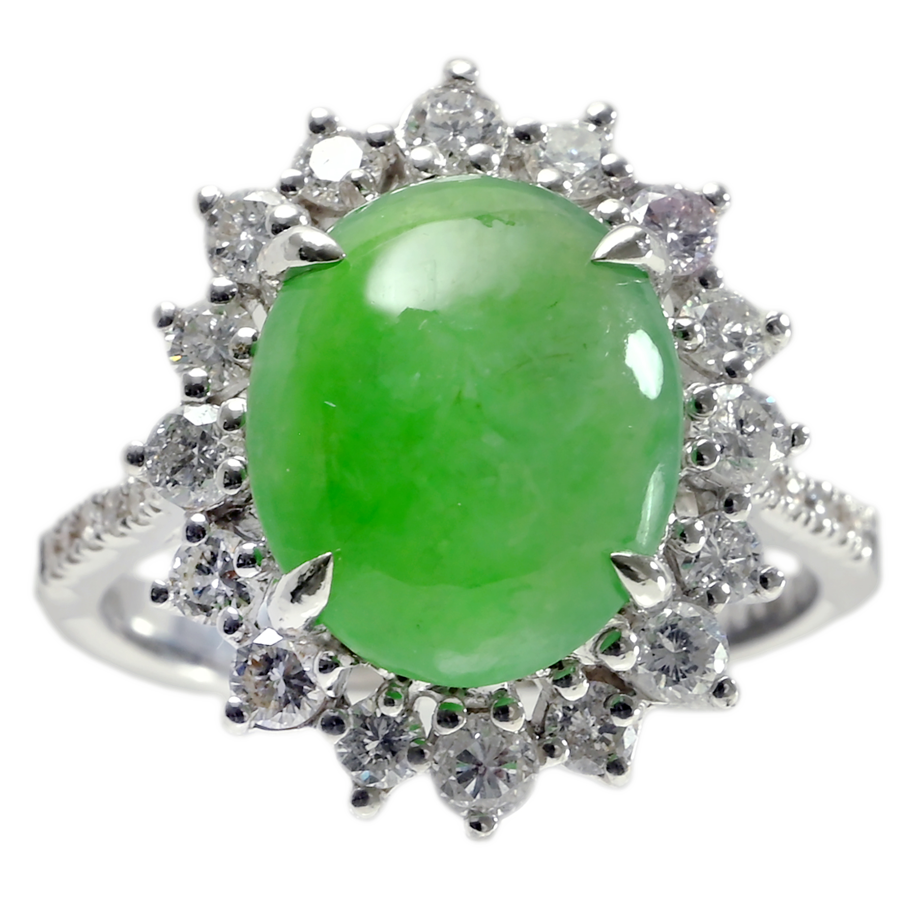 翡翠リング K18WG J4.69ct D0.88ct - 画像 (2)