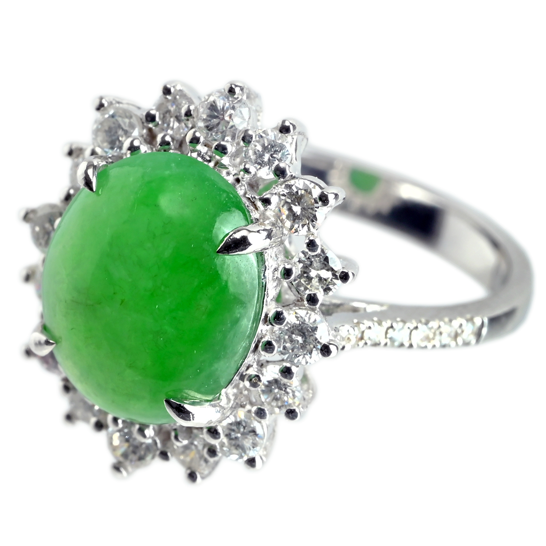 翡翠リング K18WG J4.69ct D0.88ct - 画像 (3)