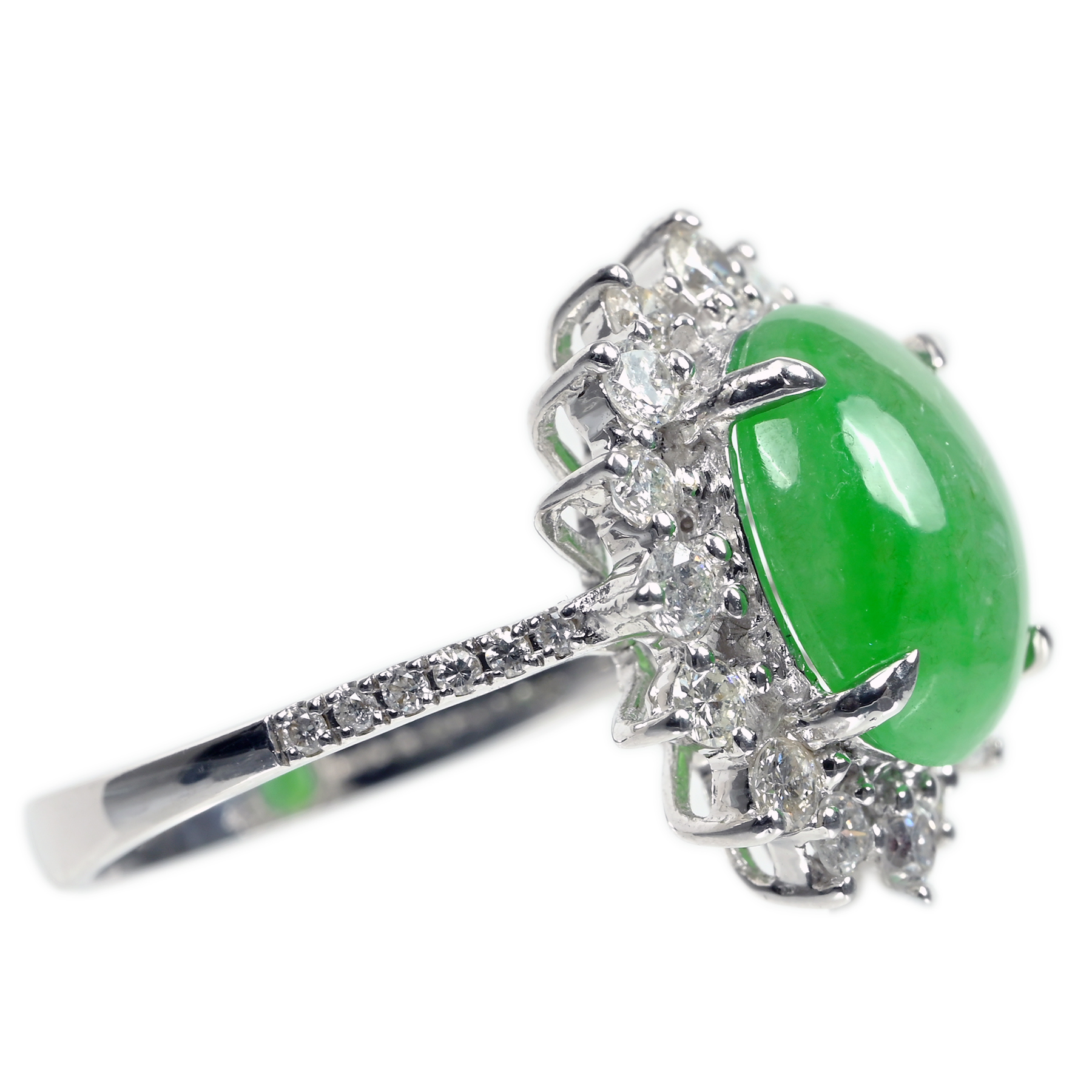 翡翠リング K18WG J4.69ct D0.88ct - 画像 (4)