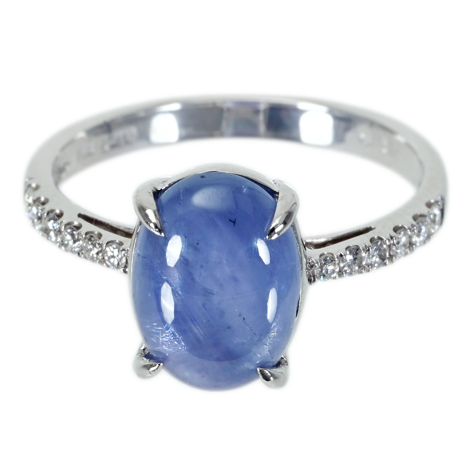 スターサファイアリング K18WG SS5.86ct D0.17ct - 画像 (2)