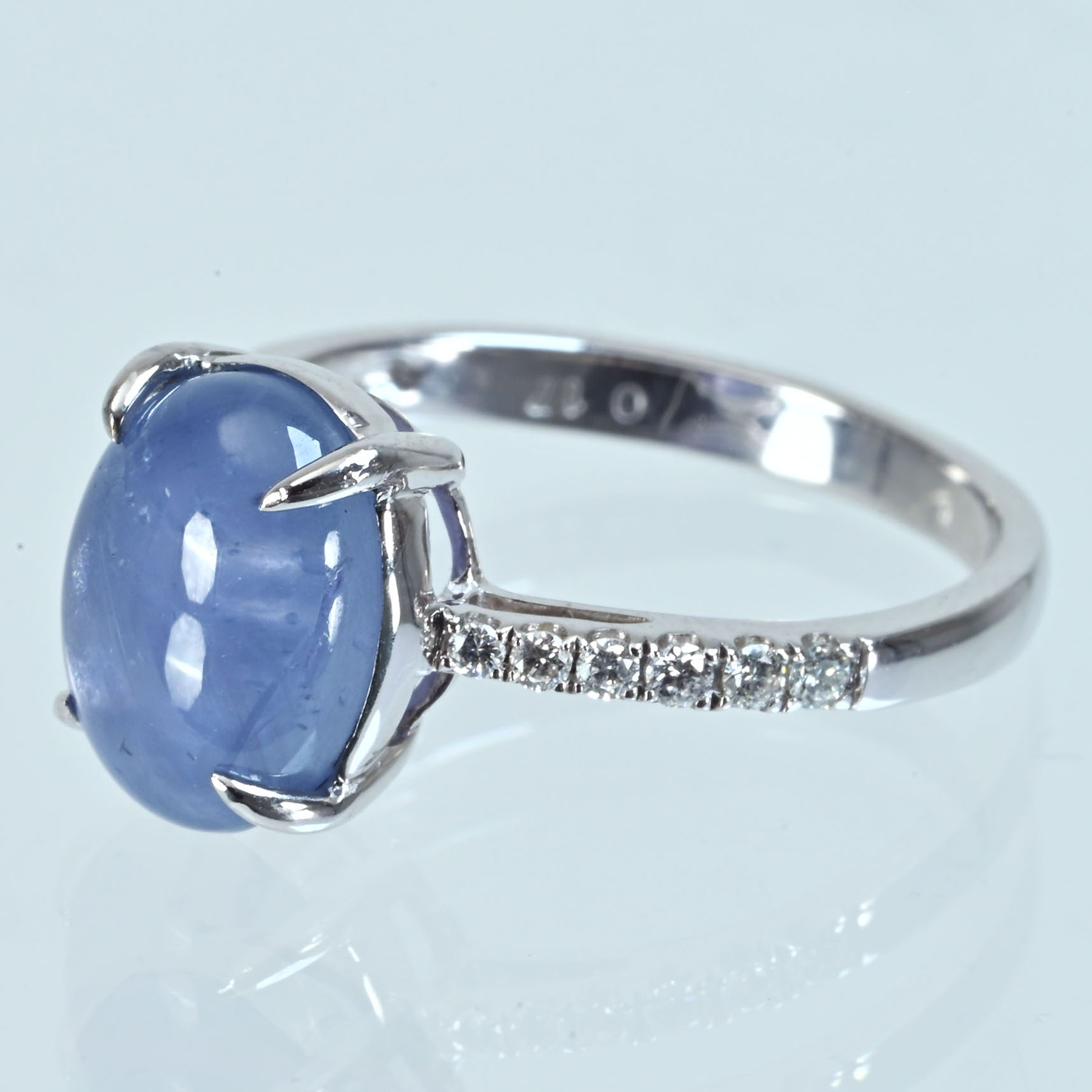 スターサファイアリング K18WG SS5.86ct D0.17ct - 画像 (3)