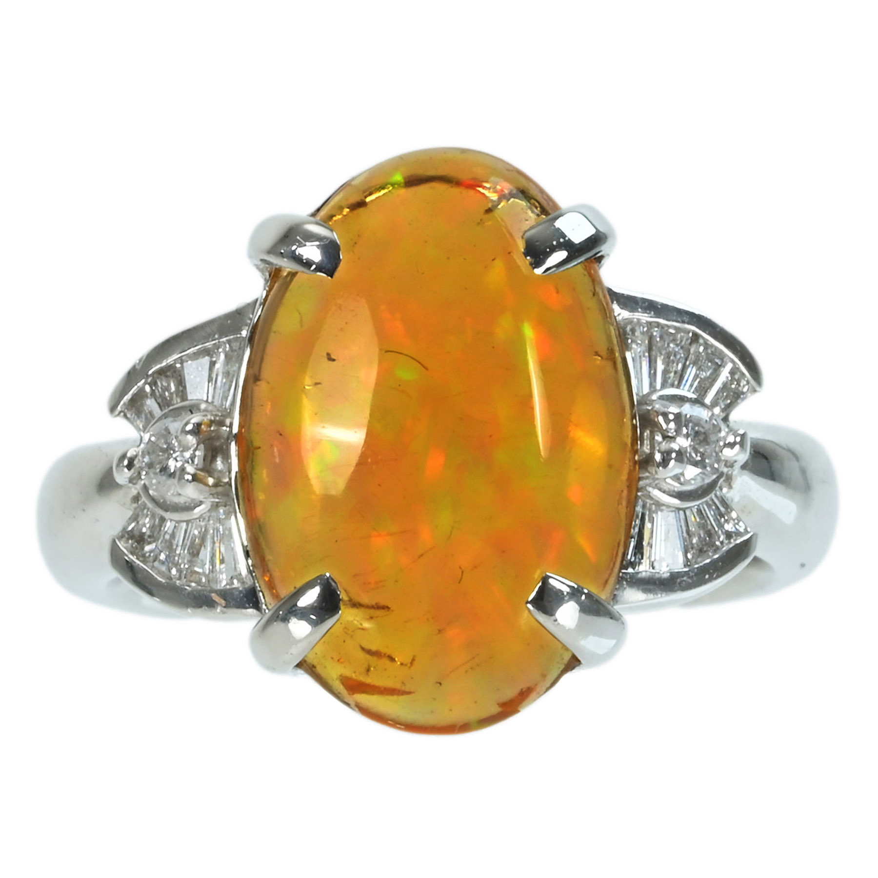 メキシコオパールリング PT900 MXOP4.53ct D0.22ct - 画像 (2)