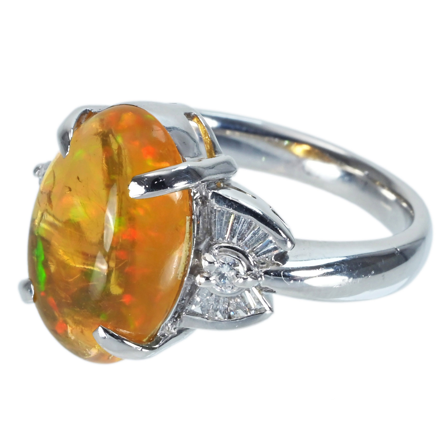 メキシコオパールリング PT900 MXOP4.53ct D0.22ct - 画像 (3)