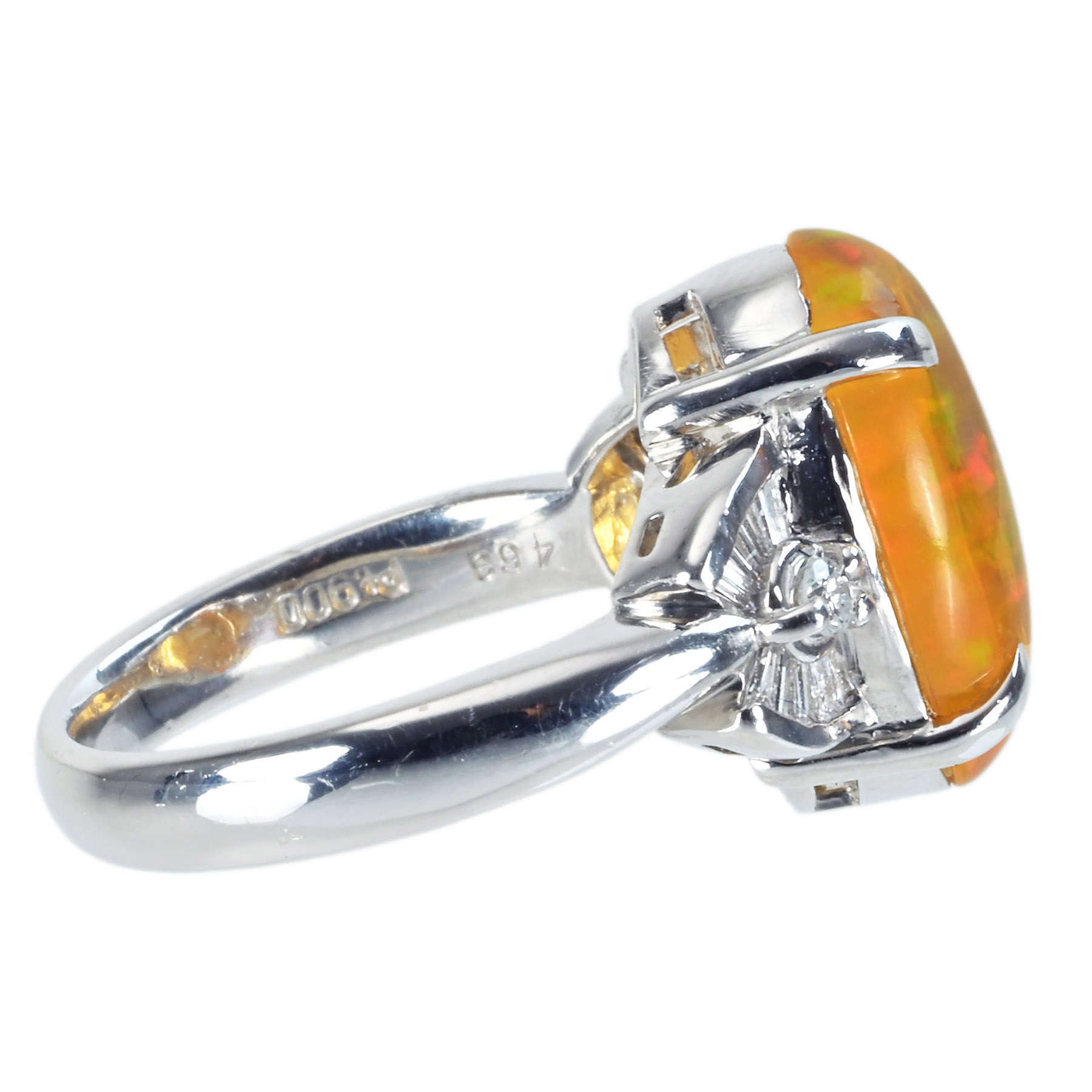 メキシコオパールリング PT900 MXOP4.53ct D0.22ct - 画像 (4)