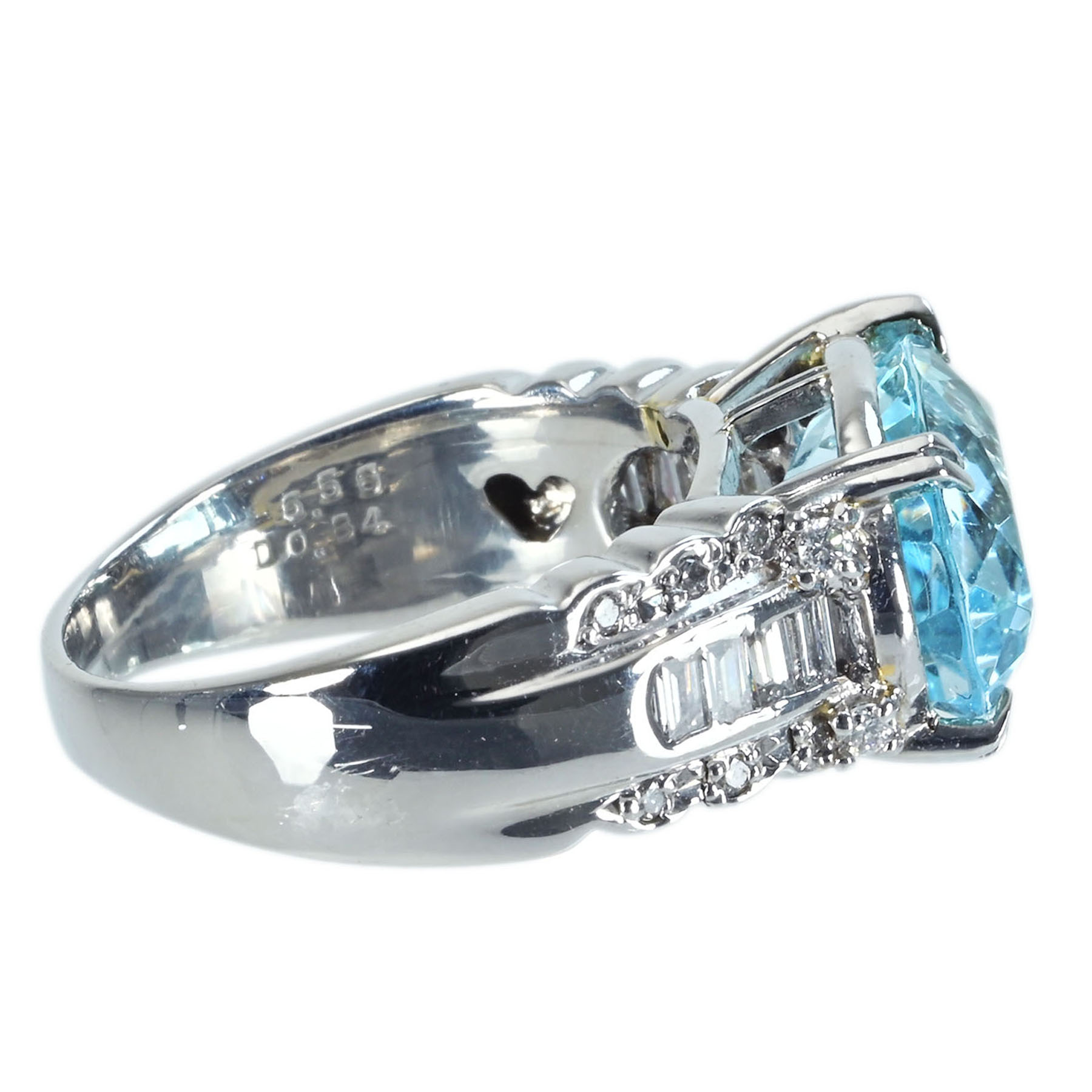 ブルートパーズリング PT900 TP-BL6.56ct D0.84ct - 画像 (4)