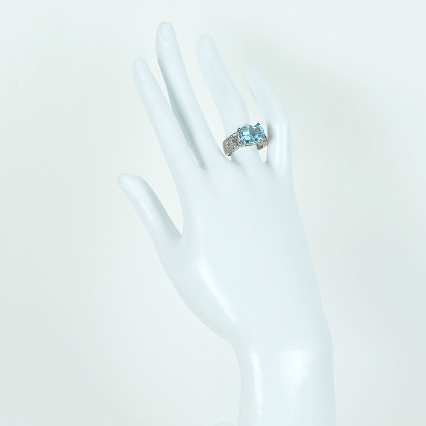 ブルートパーズリング PT900 TP-BL6.56ct D0.84ct - 画像 (6)