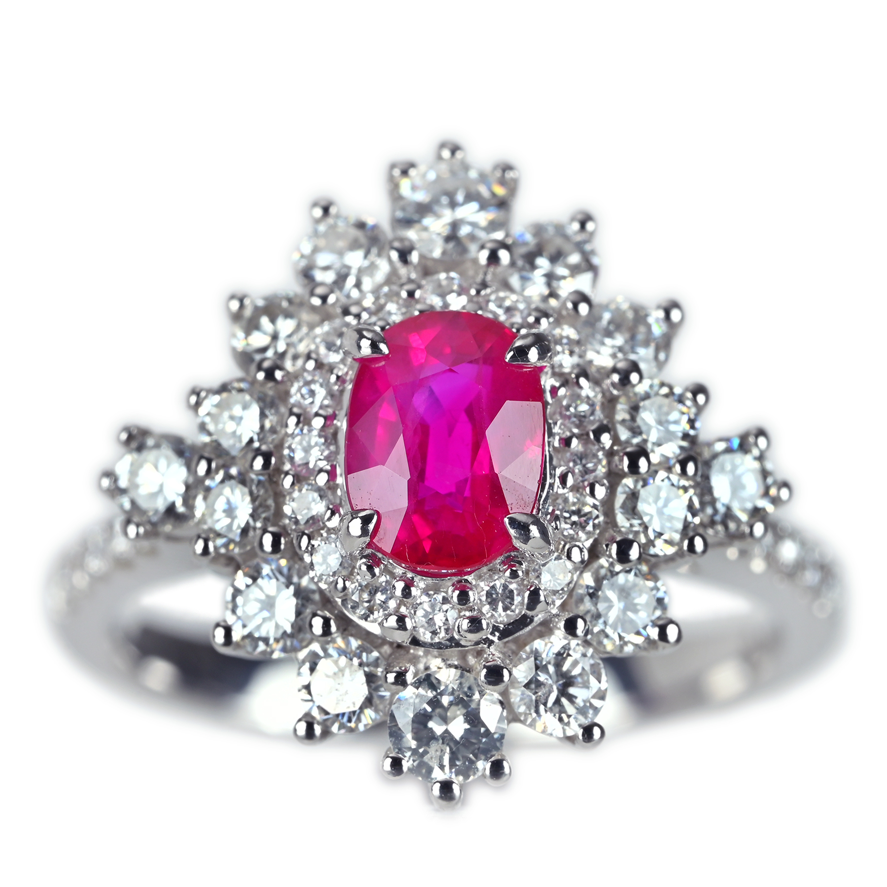 ミャンマー産ルビーリング K18WG R1.07ct D1.21ct - 画像 (2)