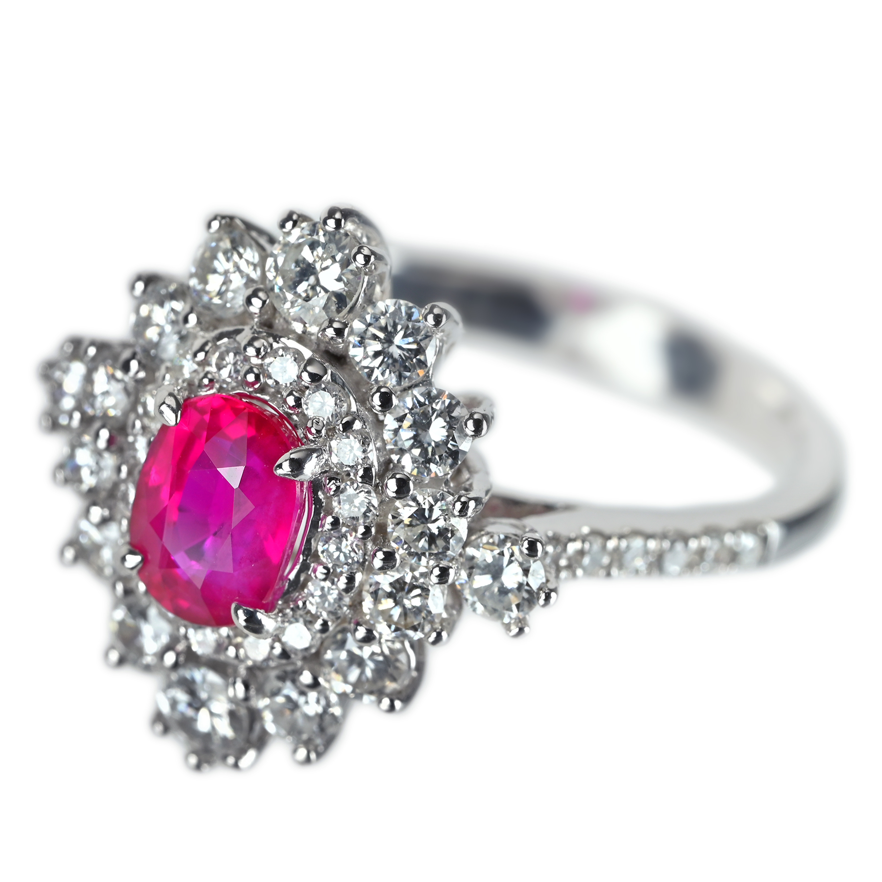 ミャンマー産ルビーリング K18WG R1.07ct D1.21ct - 画像 (3)