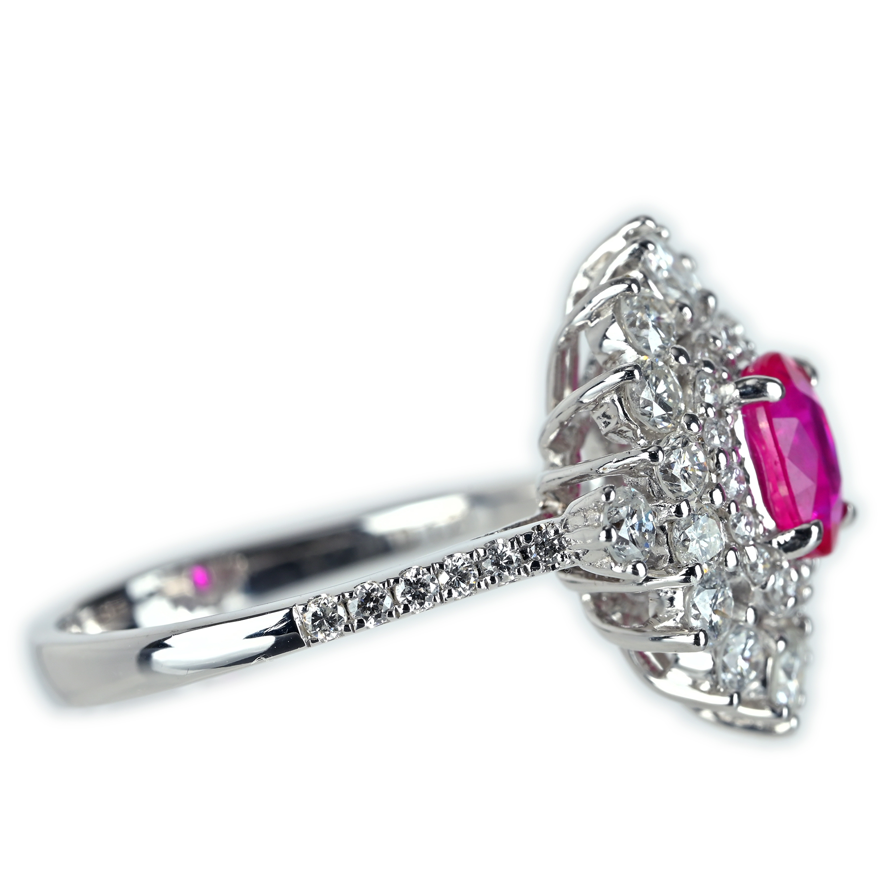 ミャンマー産ルビーリング K18WG R1.07ct D1.21ct - 画像 (4)