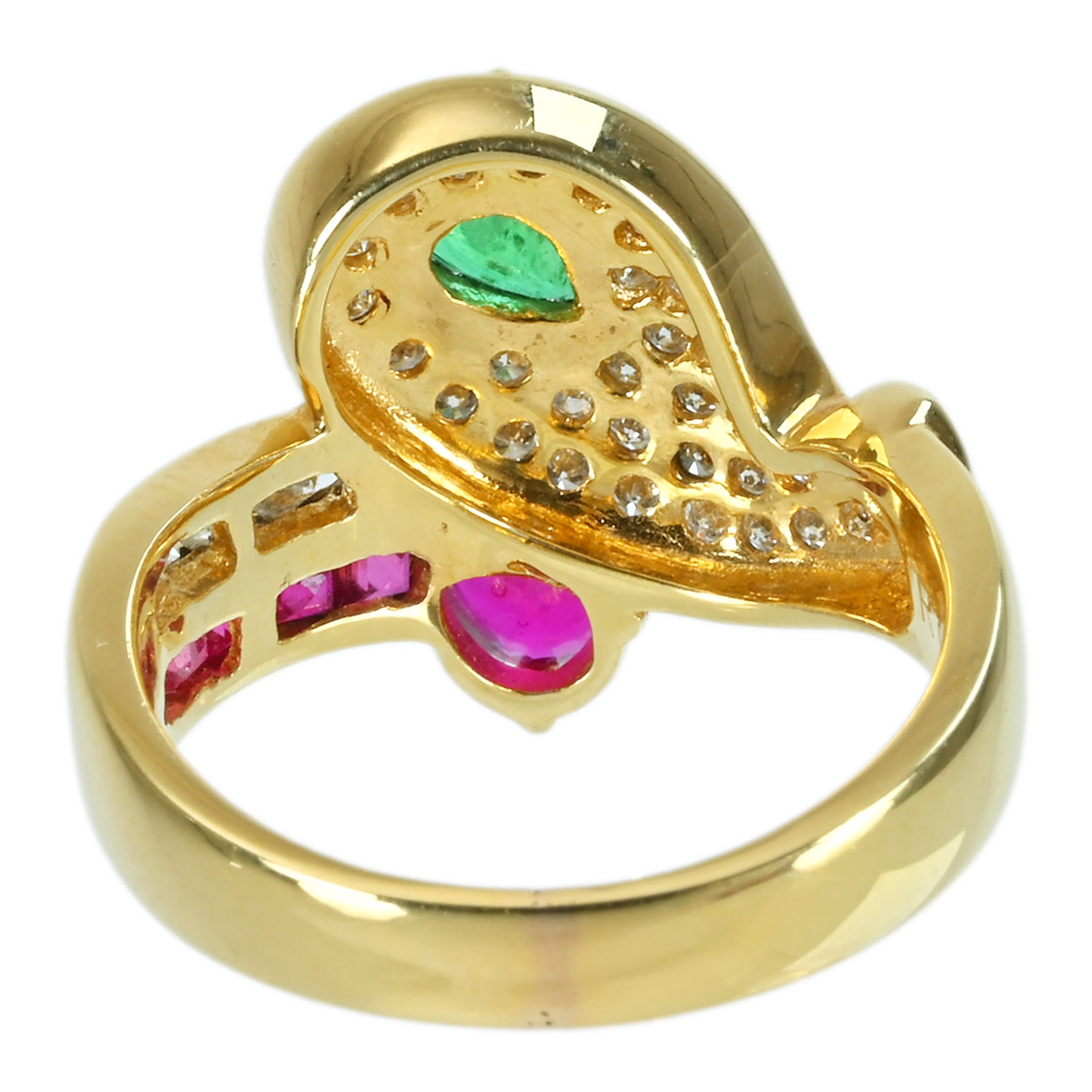 エメラルド&ルビーリング K18YG E0.45ct R0.42ct - 画像 (5)