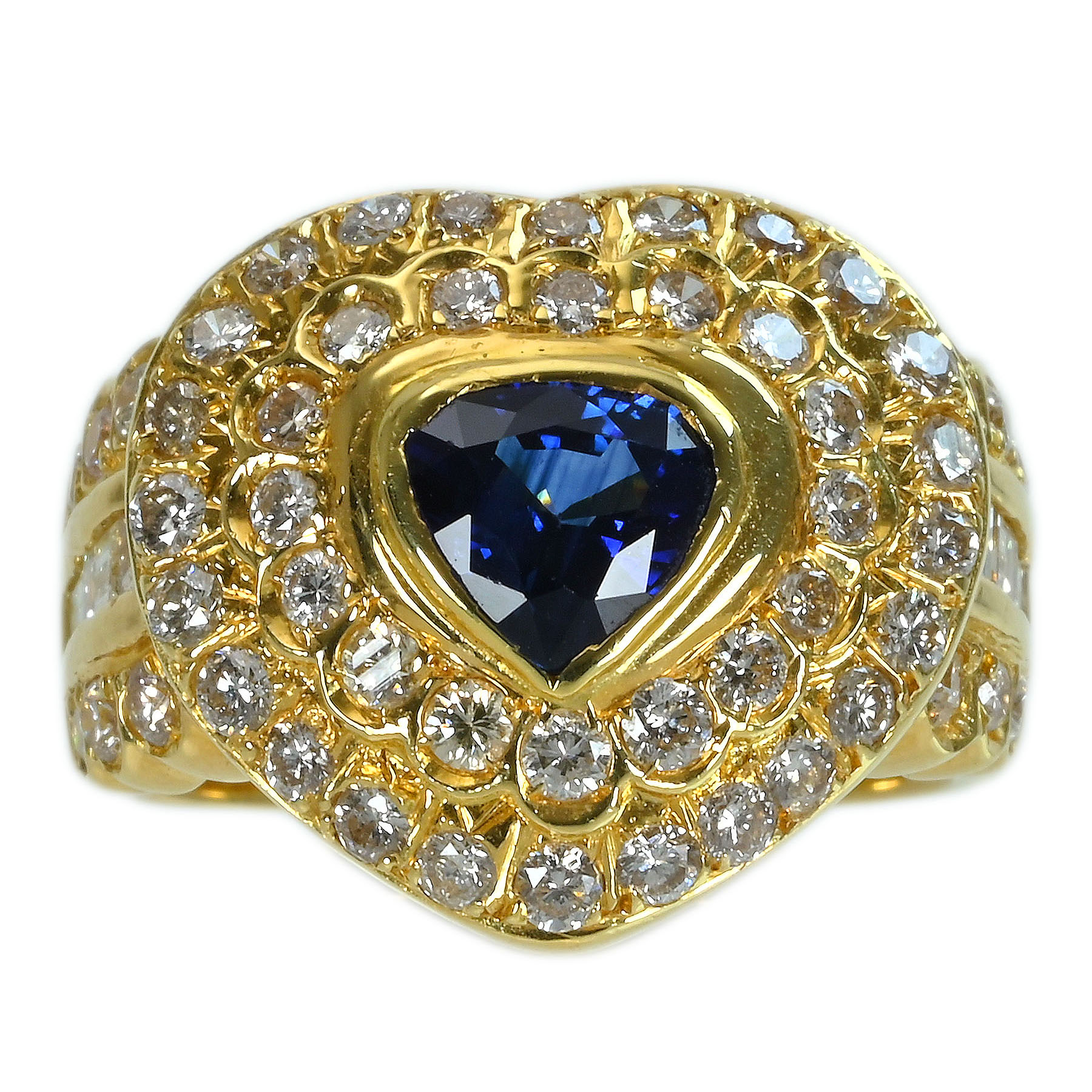 サファイアリング K18YG S1.29ct D1.53ct - 画像 (2)