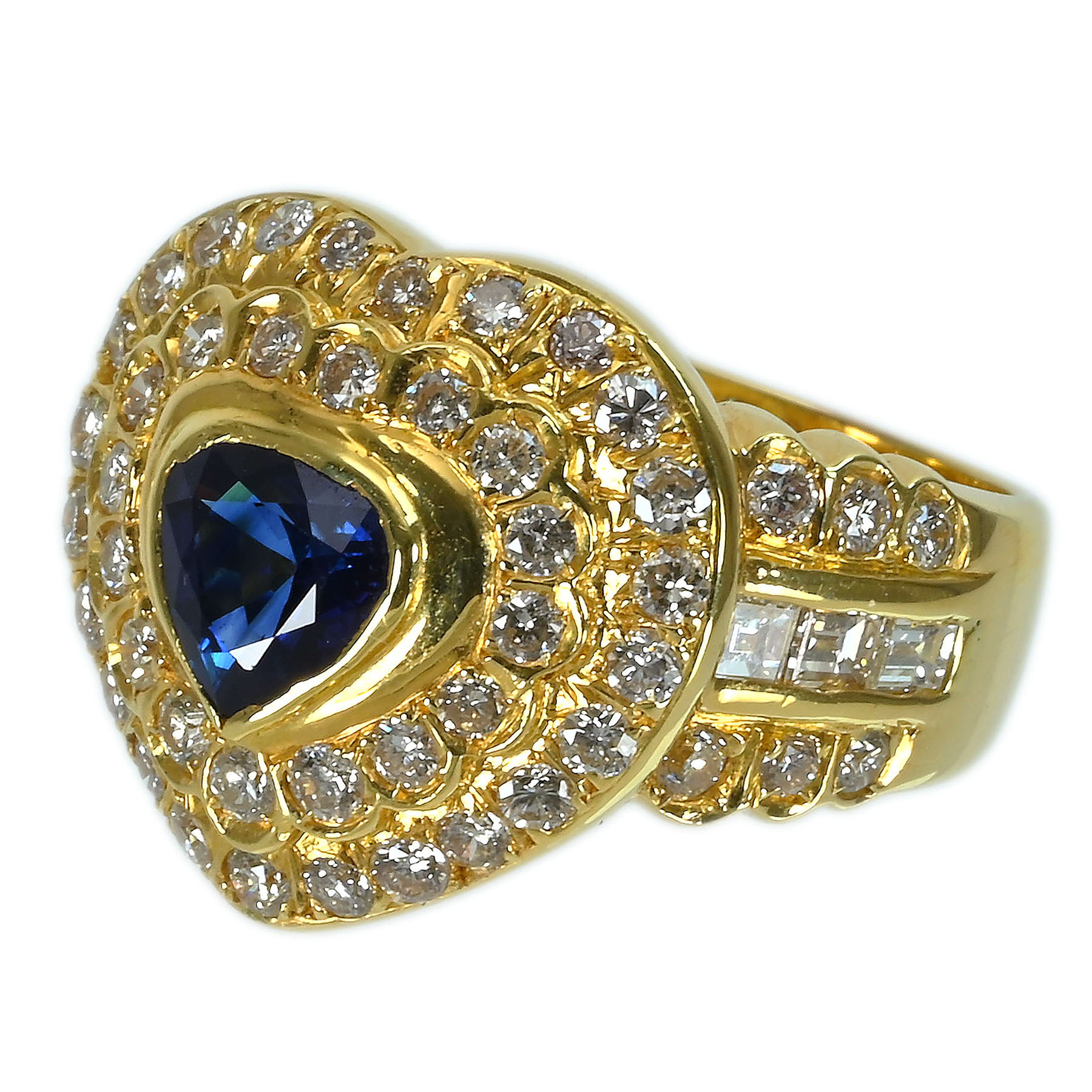 サファイアリング K18YG S1.29ct D1.53ct - 画像 (3)