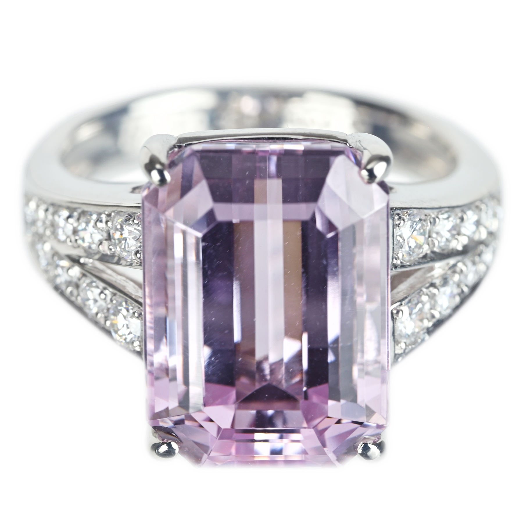 クンツァイトリング PT900 KUNZITEK10.01ct D0.34ct - 画像 (2)