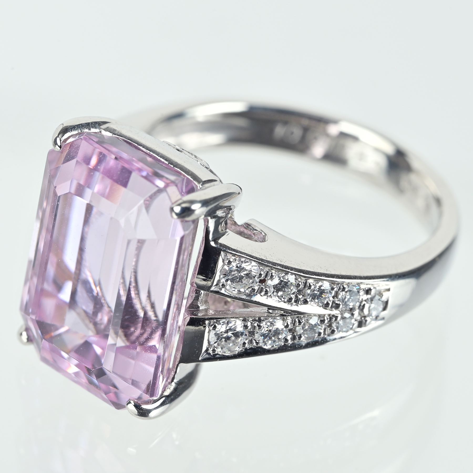 クンツァイトリング PT900 KUNZITEK10.01ct D0.34ct - 画像 (3)