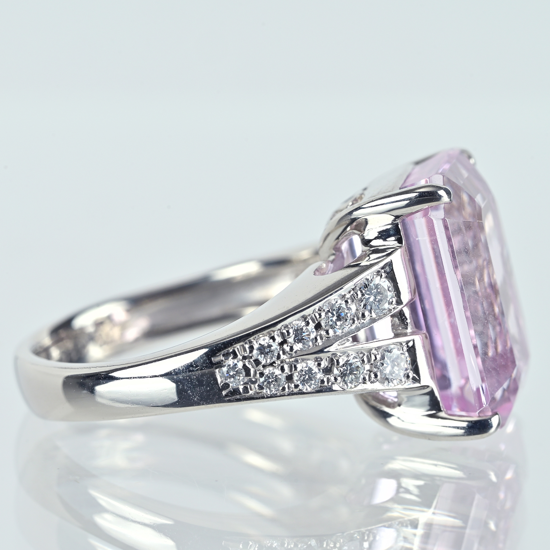 クンツァイトリング PT900 KUNZITEK10.01ct D0.34ct - 画像 (4)