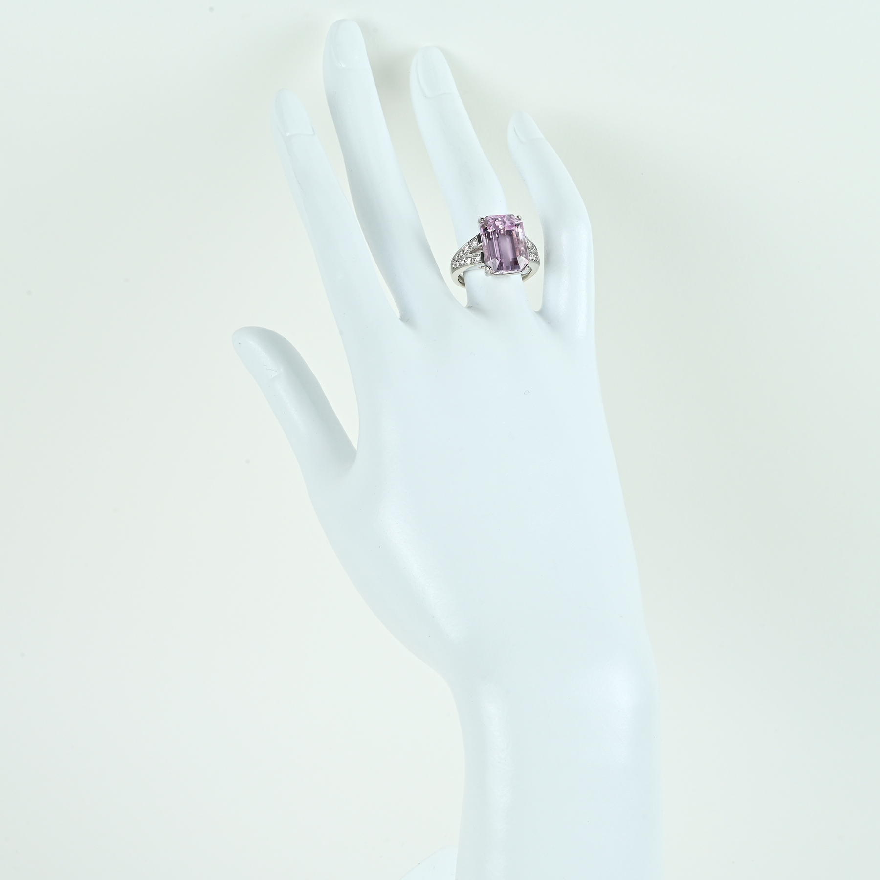 クンツァイトリング PT900 KUNZITEK10.01ct D0.34ct - 画像 (6)