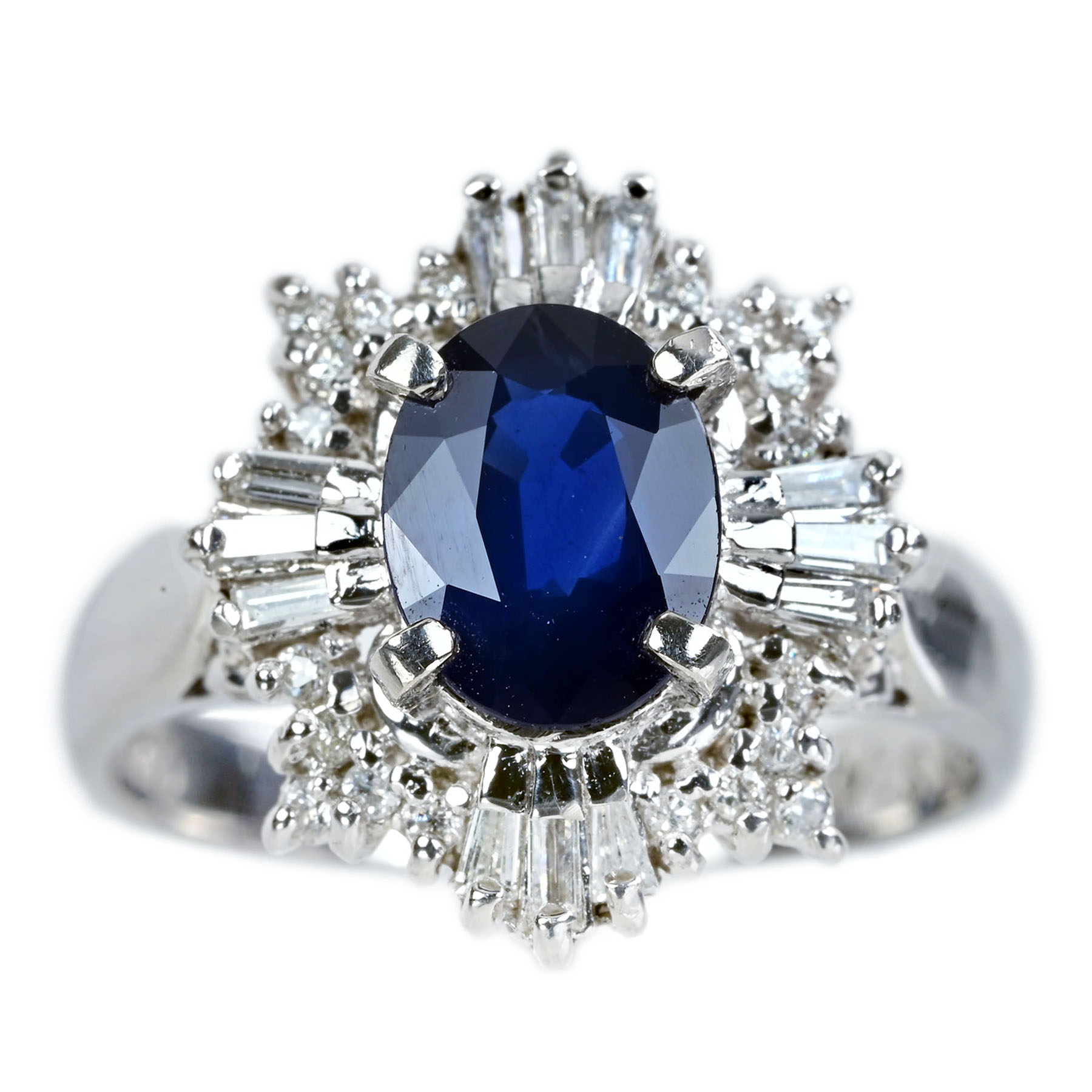 サファイアリング PT900 S1.41ct D0.32ct - 画像 (2)