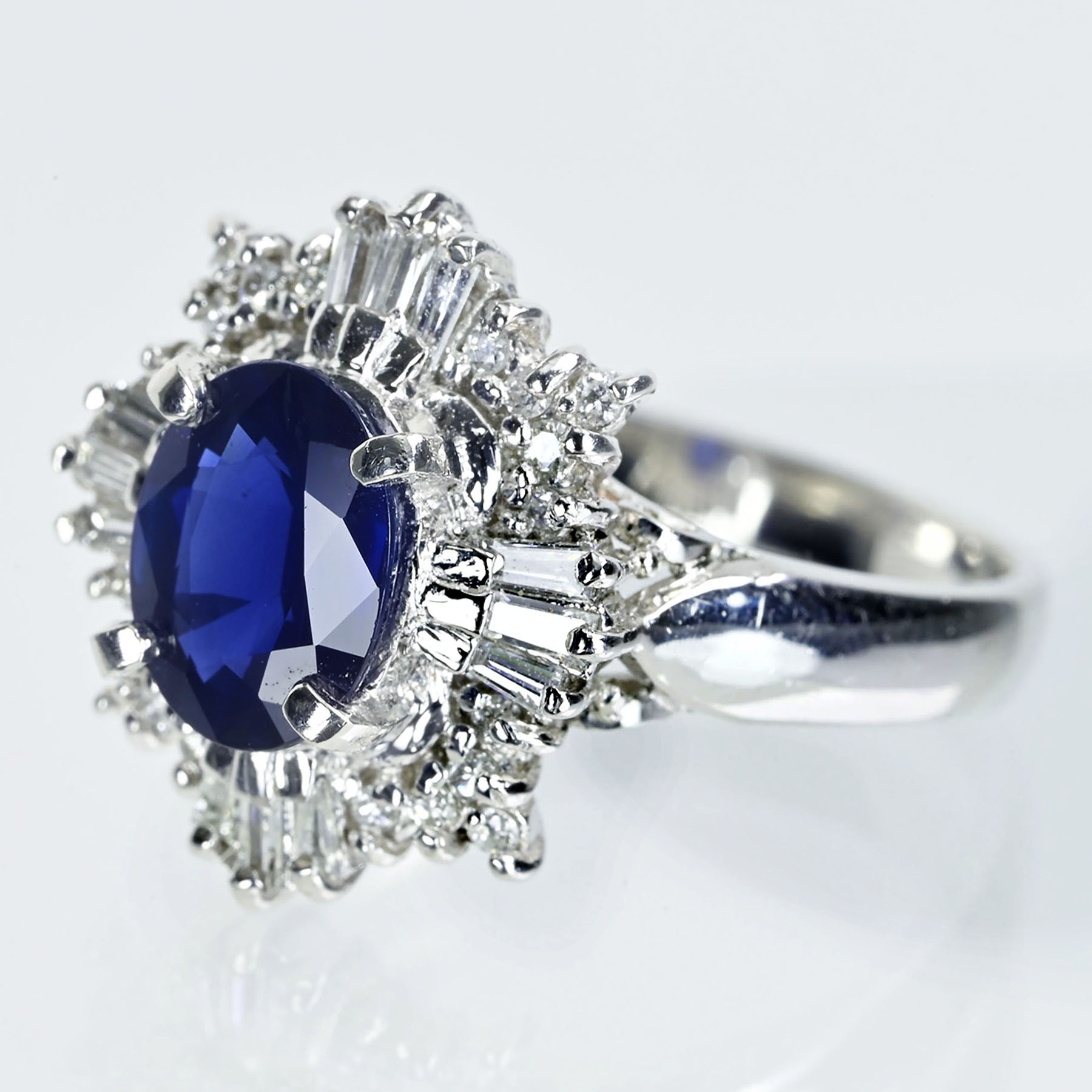 サファイアリング PT900 S1.41ct D0.32ct - 画像 (3)