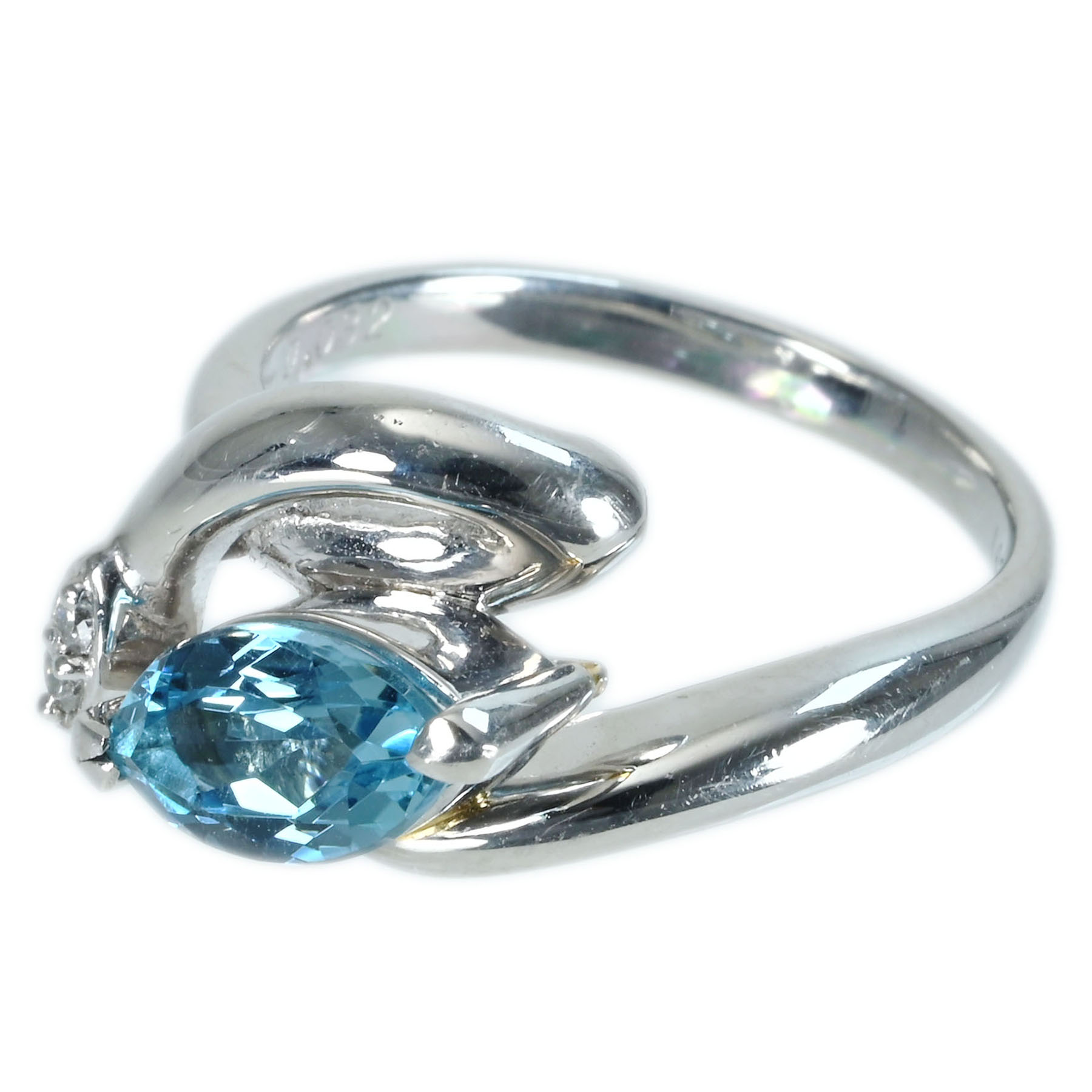 アクアマリンリング PT900 AQ1.01ct D0.032ct - 画像 (3)