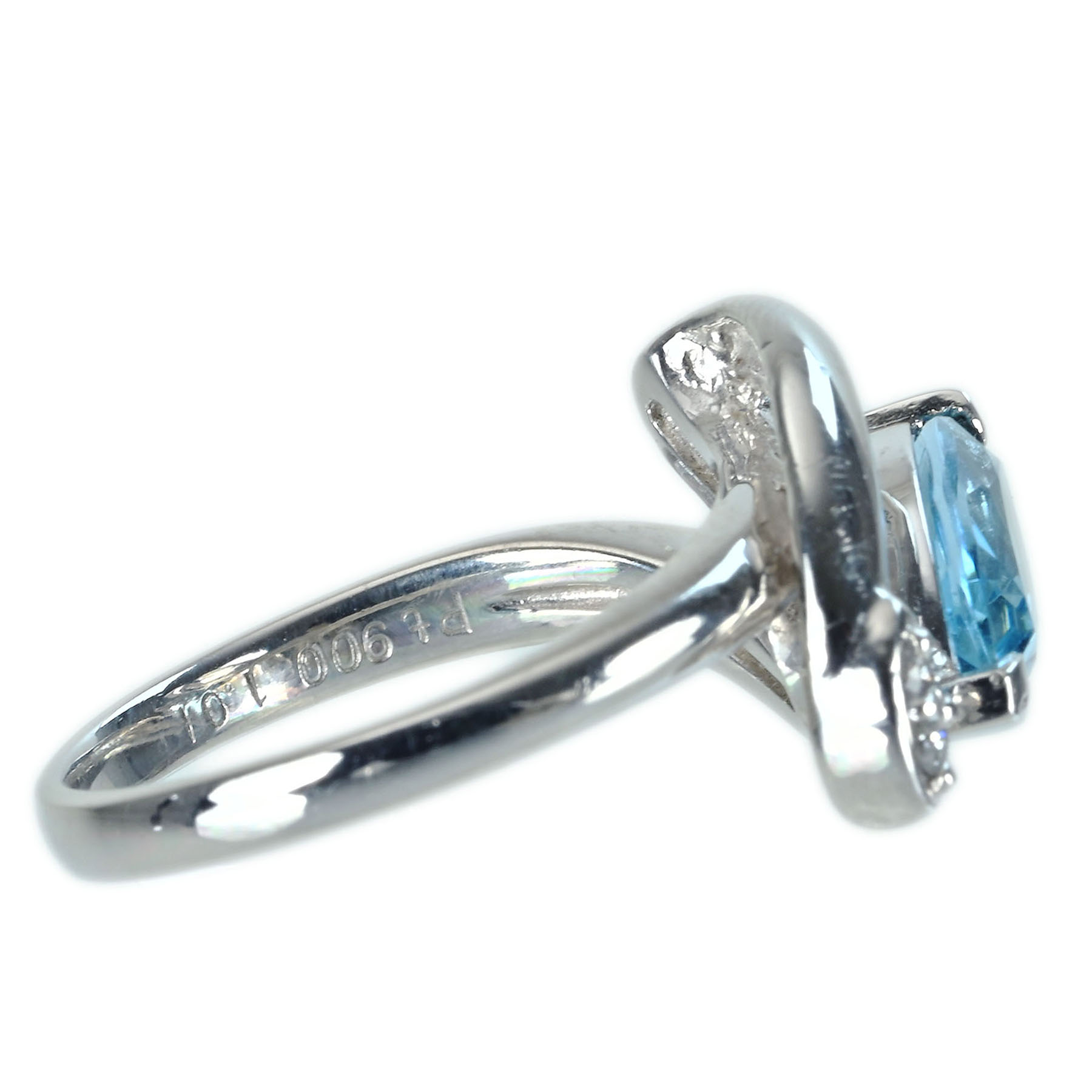 アクアマリンリング PT900 AQ1.01ct D0.032ct - 画像 (4)