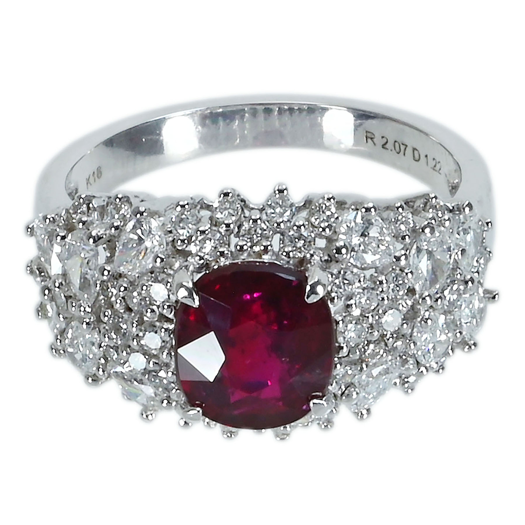 マダガスカル産ルビーリング K18WG R2.07ct D1.22ct - 画像 (2)