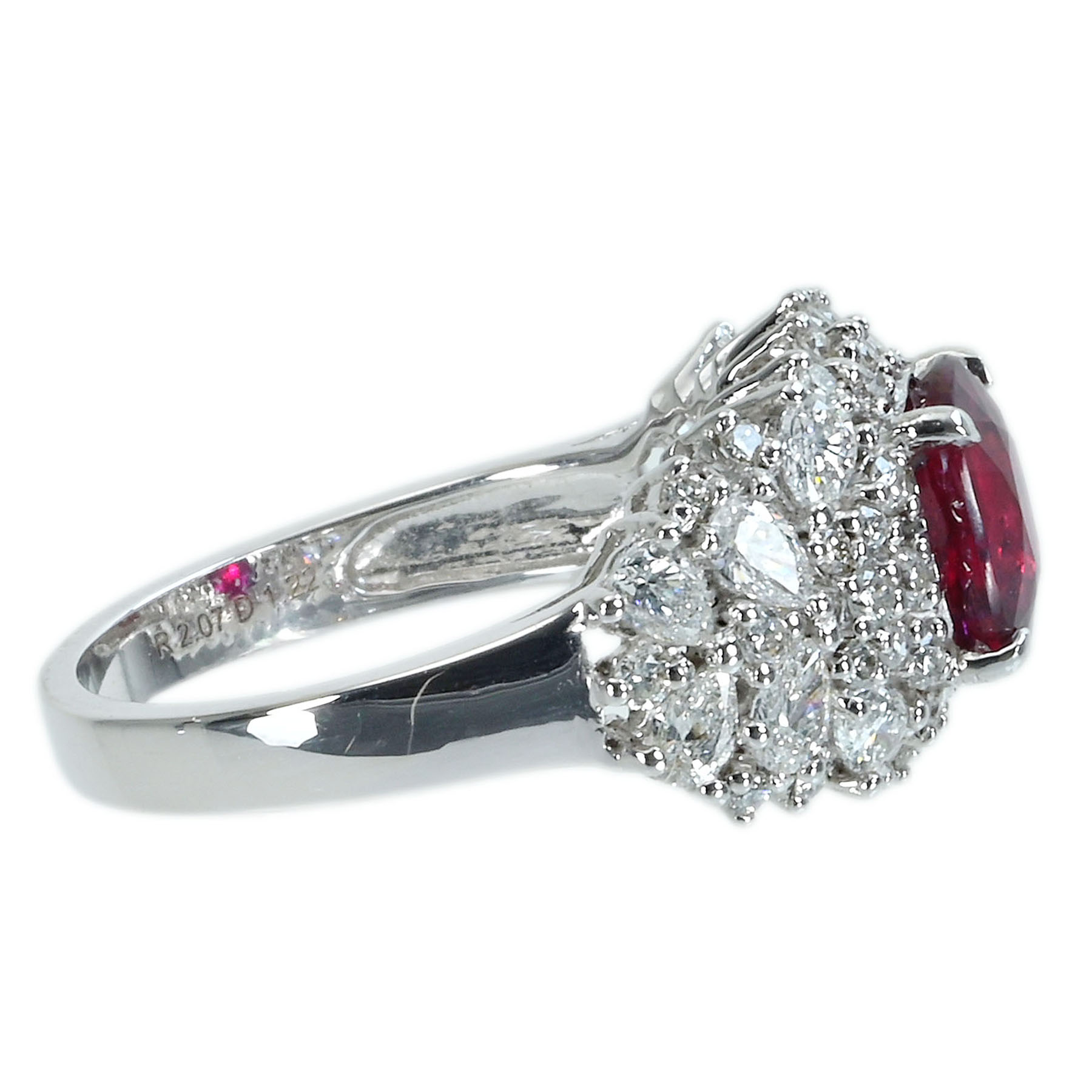 マダガスカル産ルビーリング K18WG R2.07ct D1.22ct - 画像 (4)