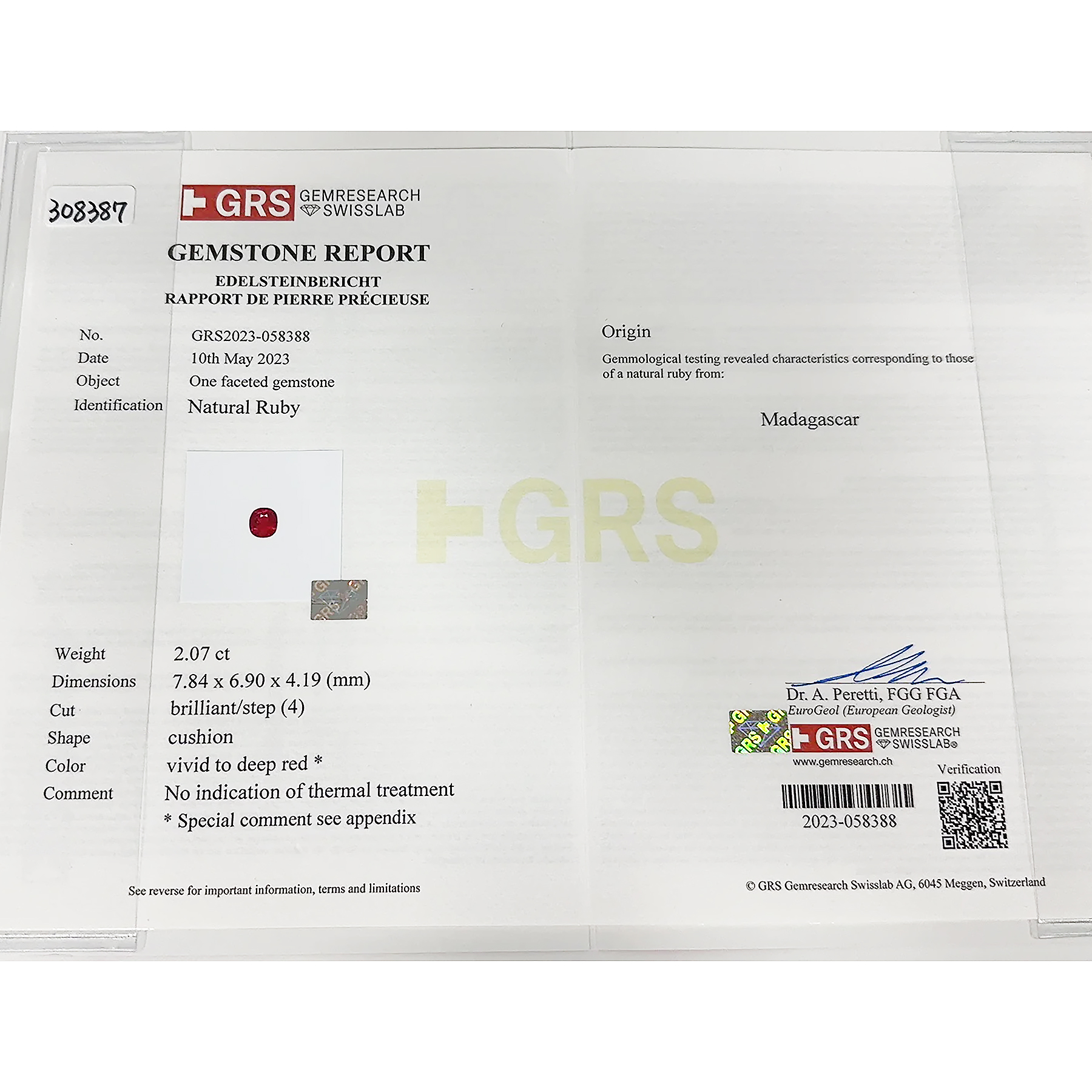 マダガスカル産ルビーリング K18WG R2.07ct D1.22ct - 画像 (7)