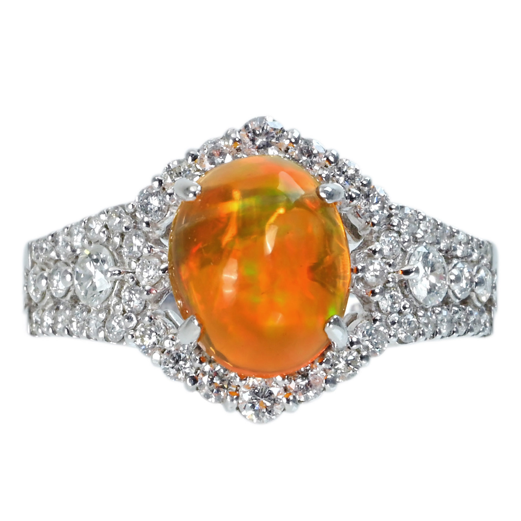 メキシコオパールリング PT900 MXOP1.76ct D0.59ct - 画像 (2)