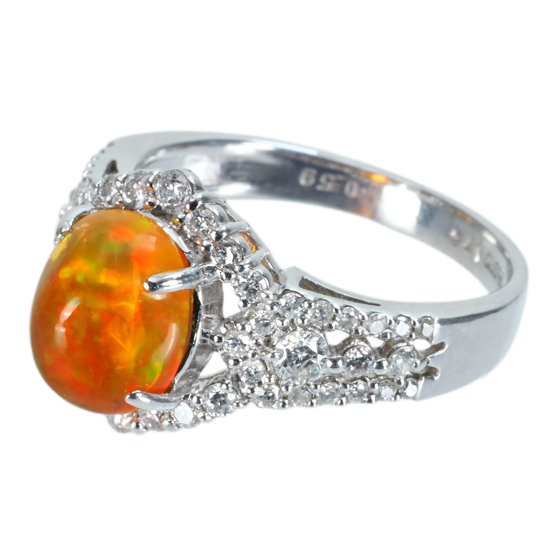 メキシコオパールリング PT900 MXOP1.76ct D0.59ct - 画像 (3)