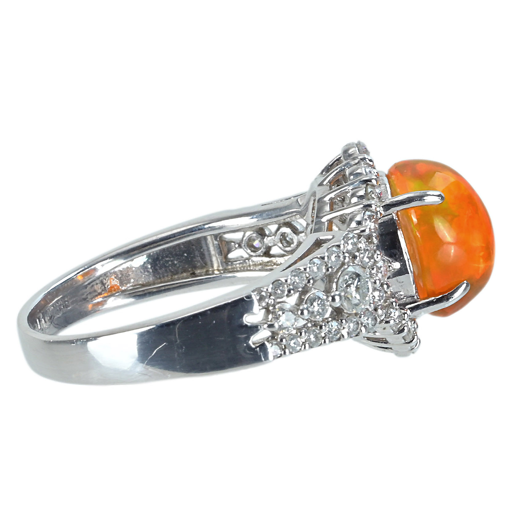 メキシコオパールリング PT900 MXOP1.76ct D0.59ct - 画像 (4)