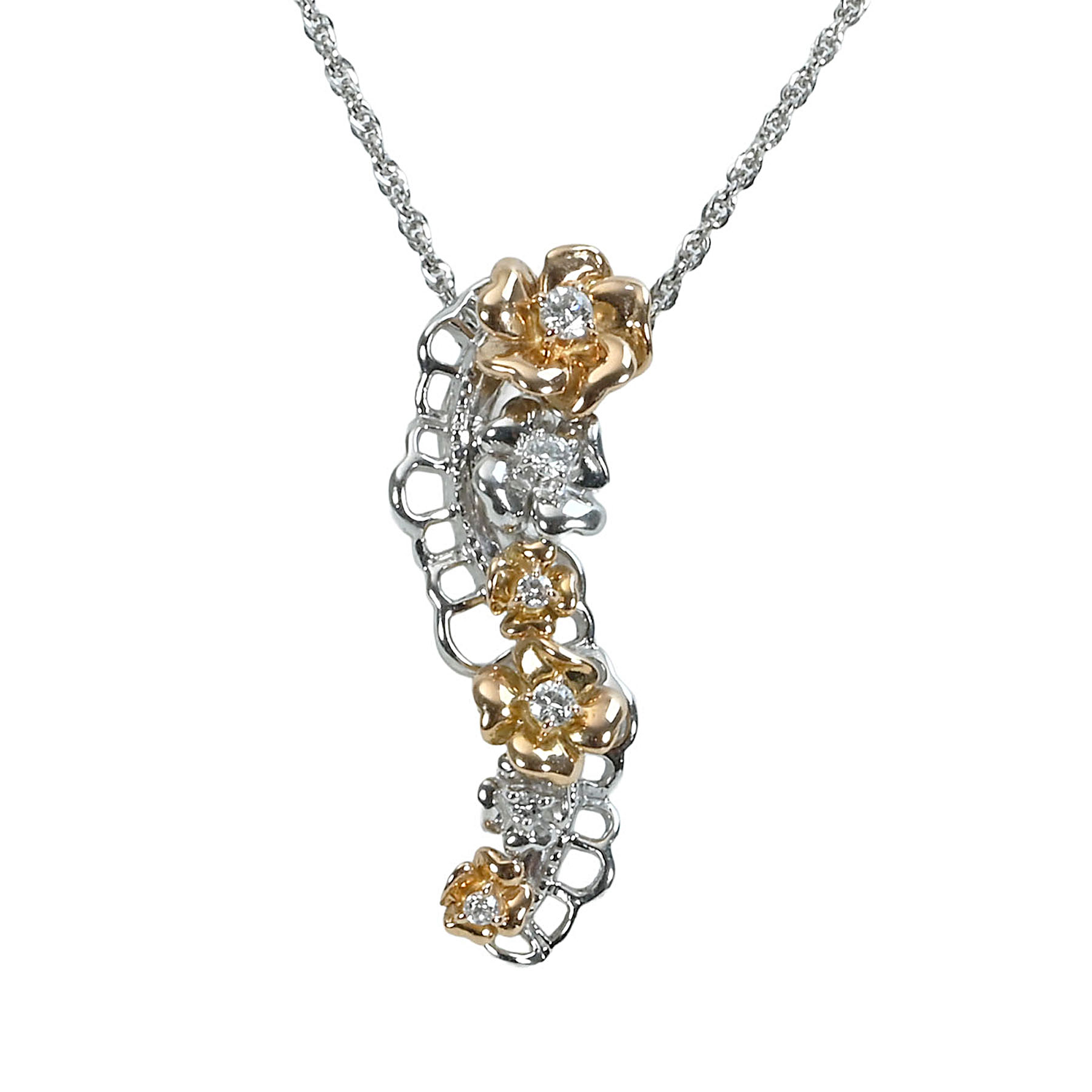 ダイヤモンドペンダント K18WG/K18PG D0.10ct - 画像 (2)