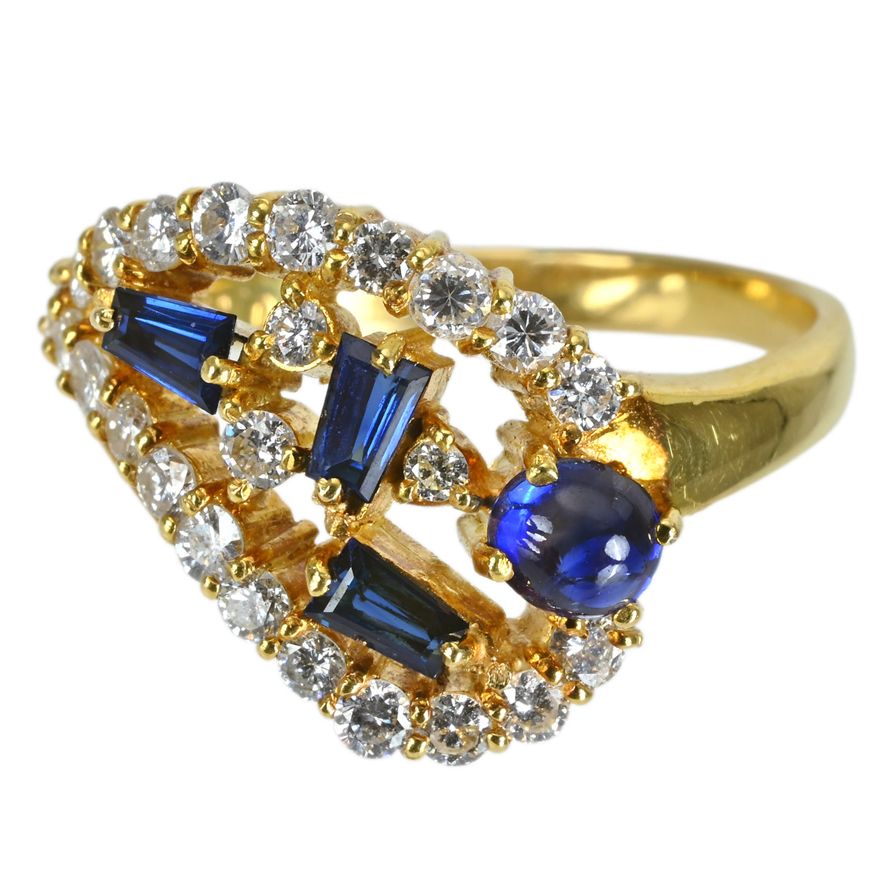 サファイアリング K18YG S0.52ct S0.50ct D0.77ct - 画像 (2)