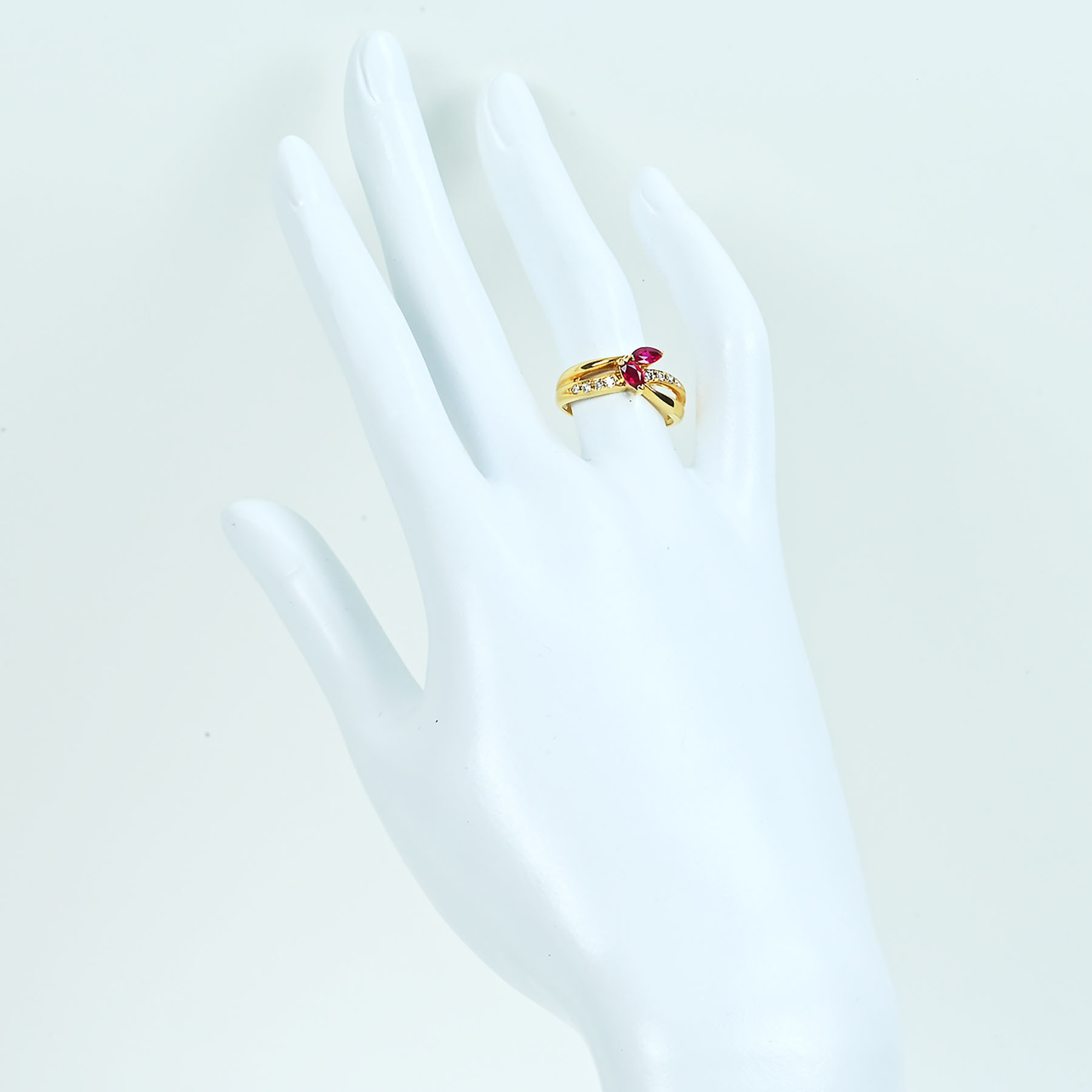 ルビーリング K18YG R0.44ct D0.11ct - 画像 (6)