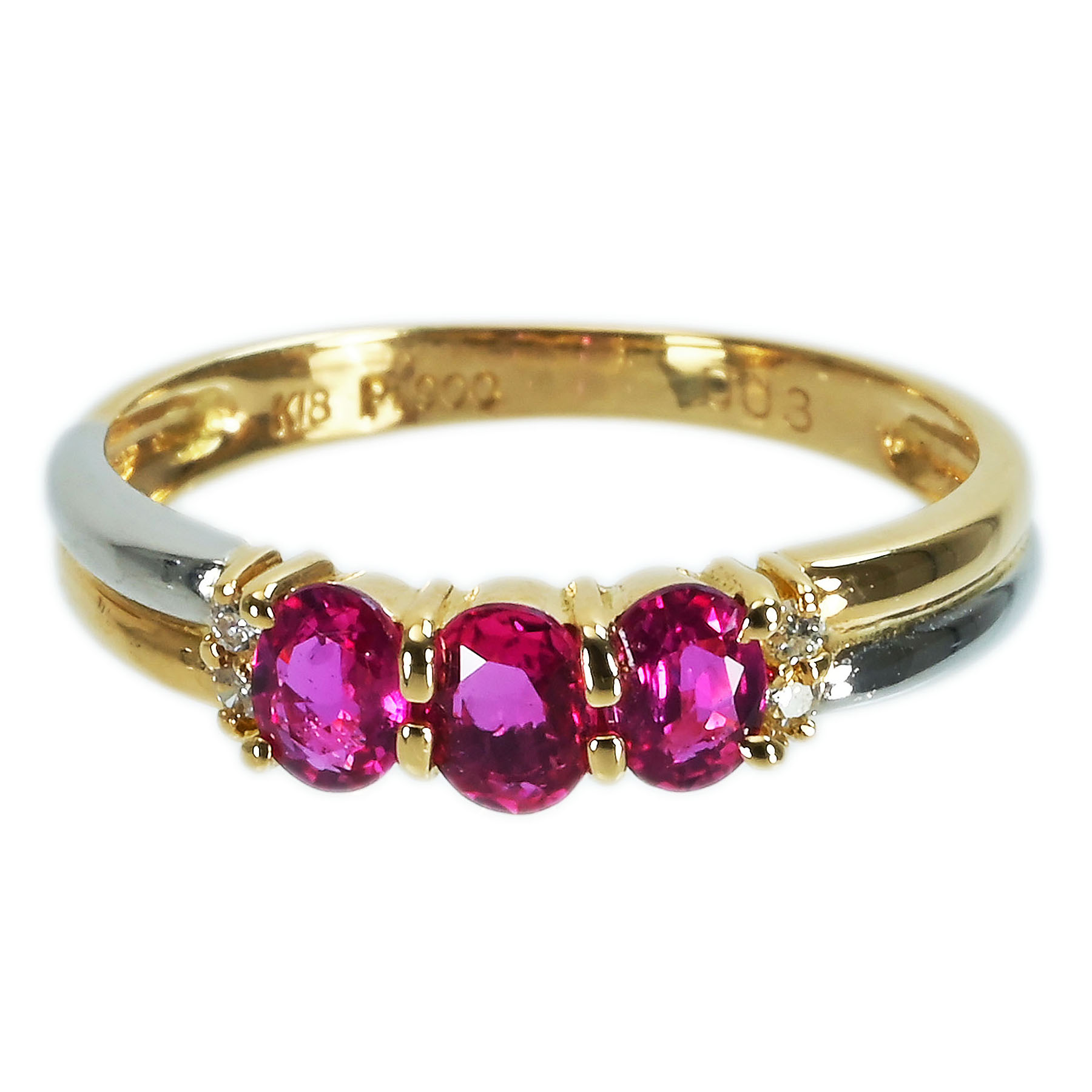 ルビーリング K18YG/PT950 R1.43ct D0.03ct - 画像 (2)