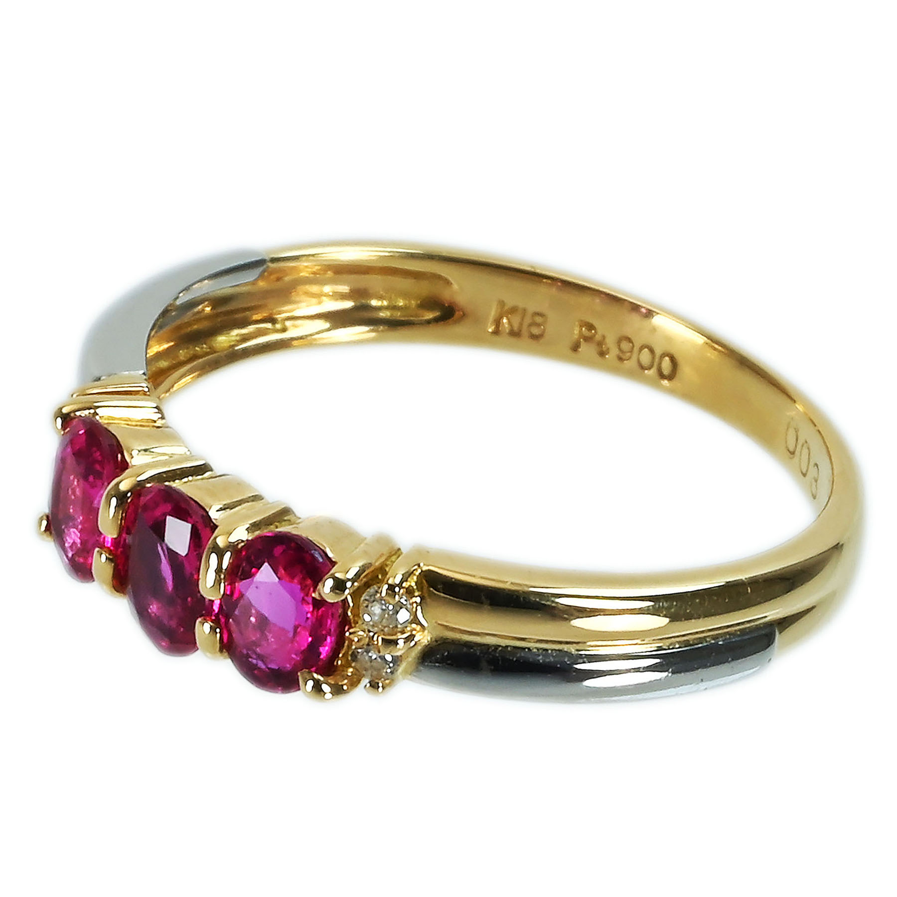 ルビーリング K18YG/PT950 R1.43ct D0.03ct - 画像 (3)