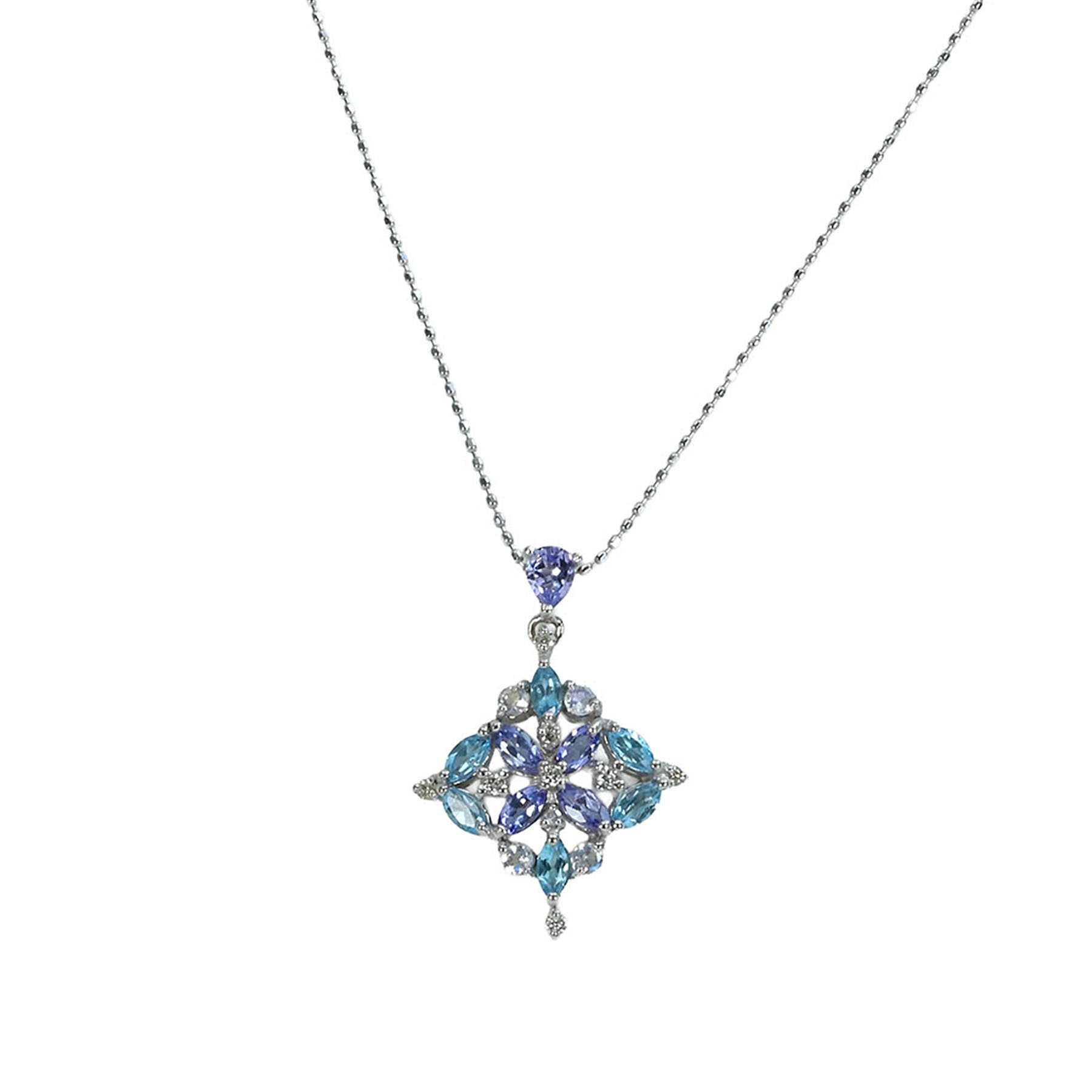 マルチカラーストーンペンダント K18WG D0.08ct - 画像 (2)