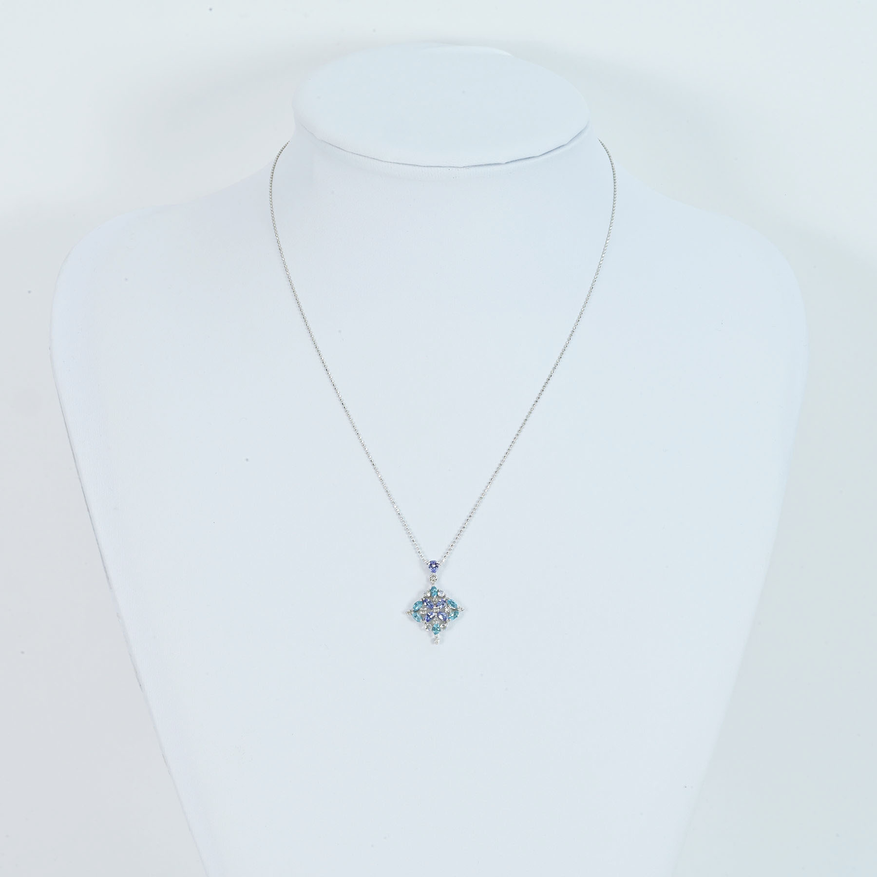 マルチカラーストーンペンダント K18WG D0.08ct - 画像 (7)