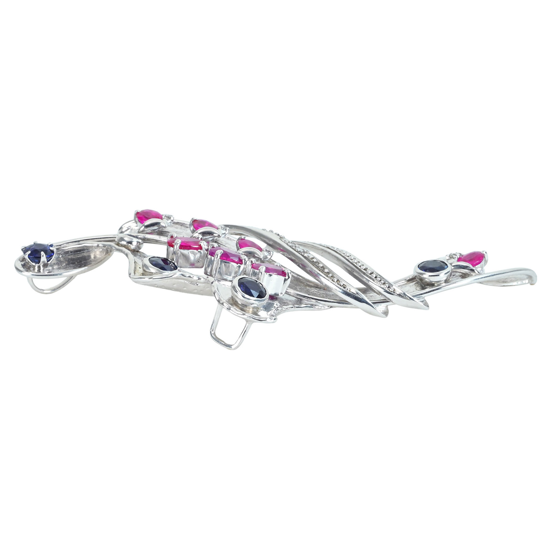 サファイア&ルビーペンダントトップ PT900/K18WG S1.50ct R2.00ct D0.06ct - 画像 (4)
