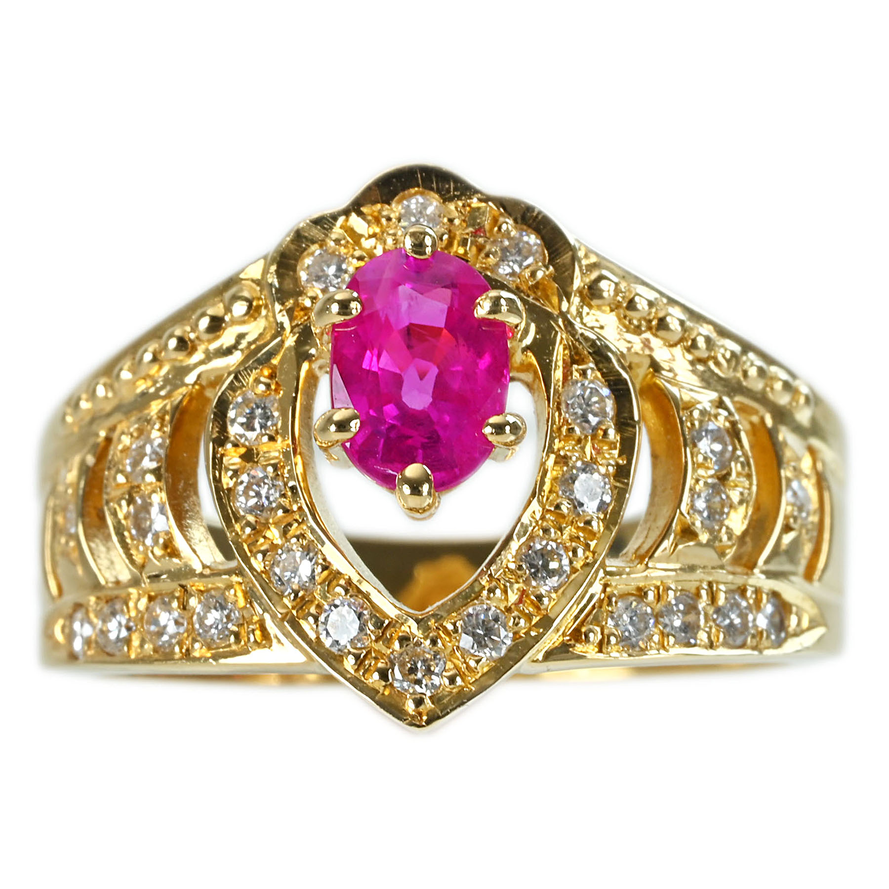 ルビーリング K18YG R0.65ct D0.24ct - 画像 (2)
