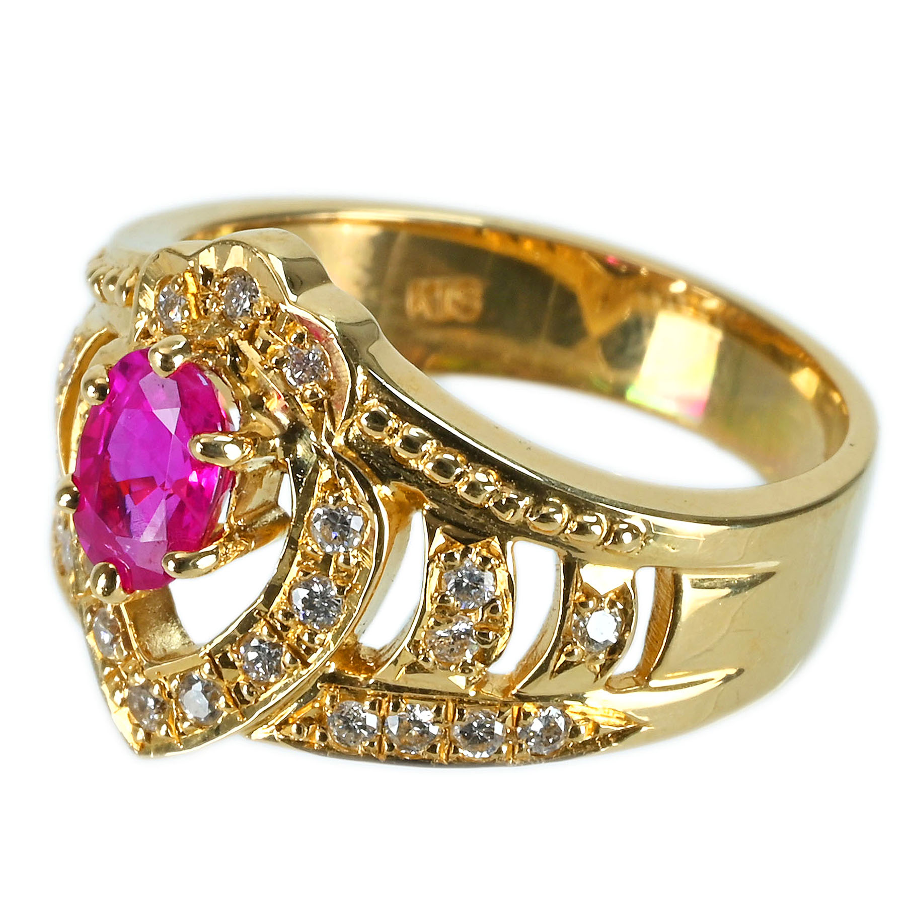 ルビーリング K18YG R0.65ct D0.24ct - 画像 (3)