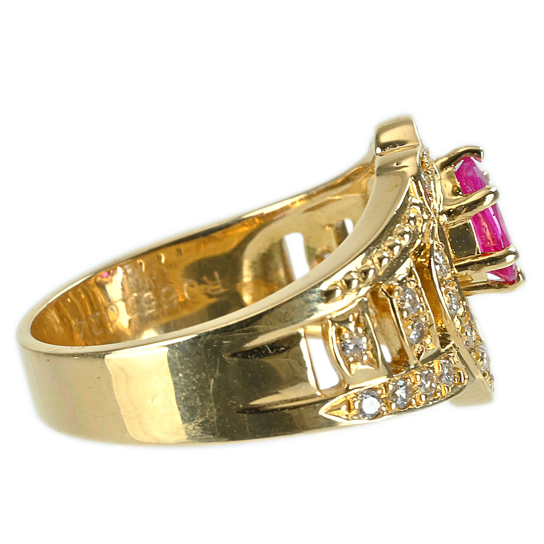 ルビーリング K18YG R0.65ct D0.24ct - 画像 (4)