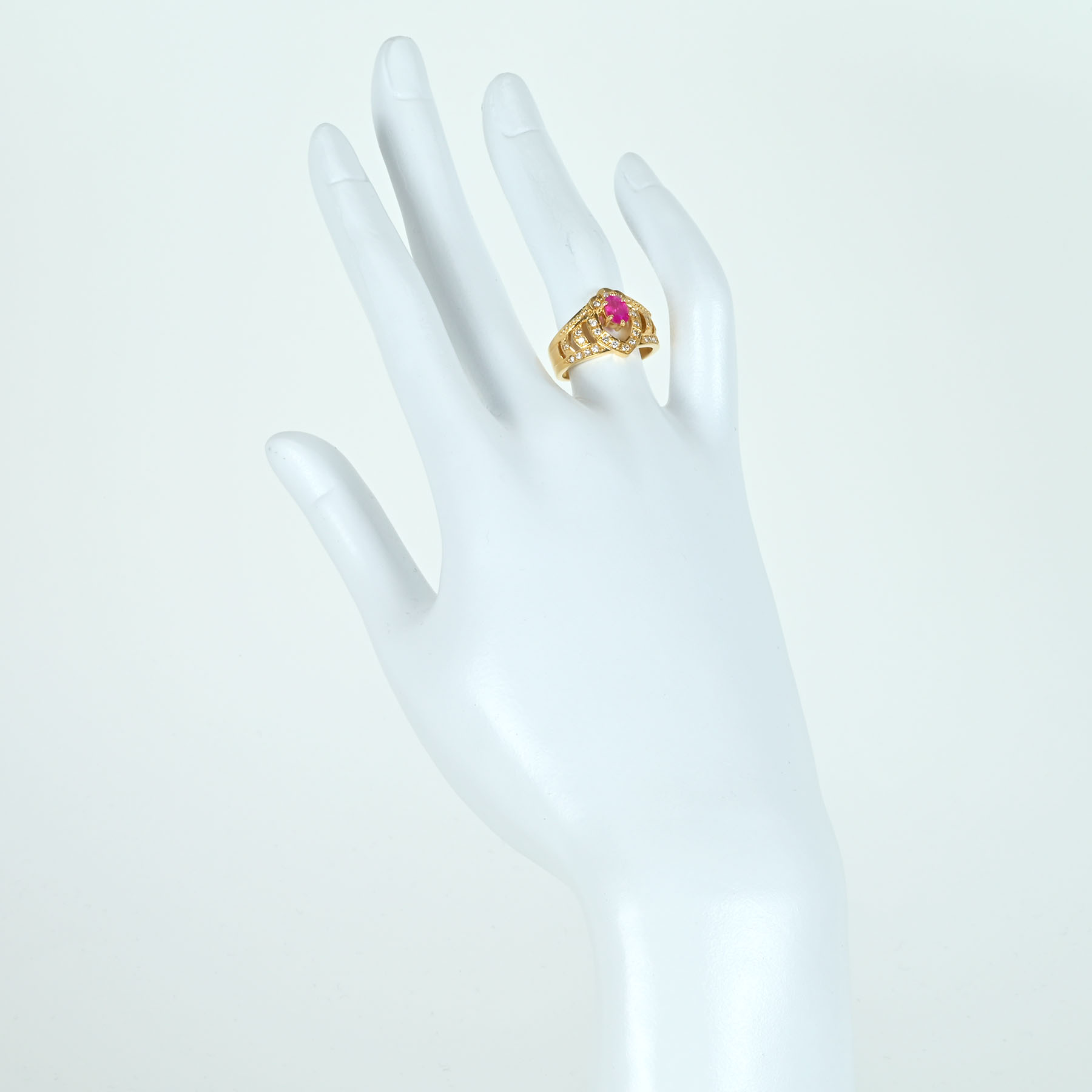 ルビーリング K18YG R0.65ct D0.24ct - 画像 (6)