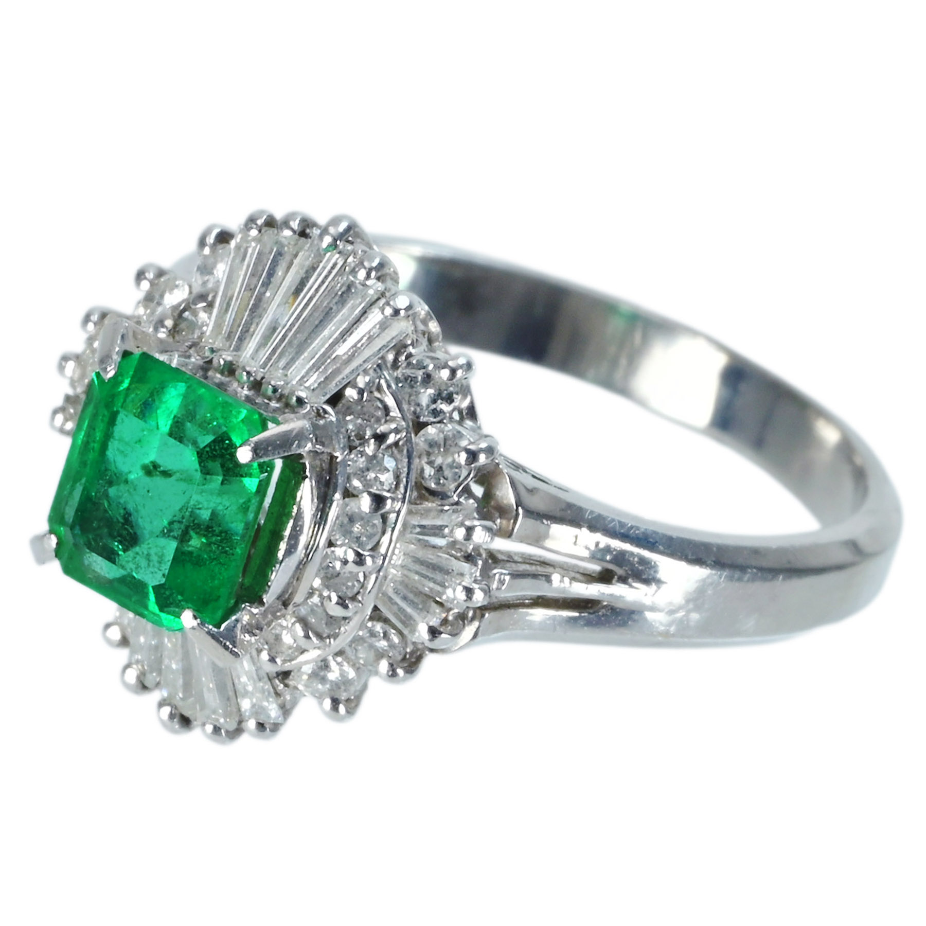 エメラルドリング PT900 E0.75ct D0.47ct - 画像 (3)