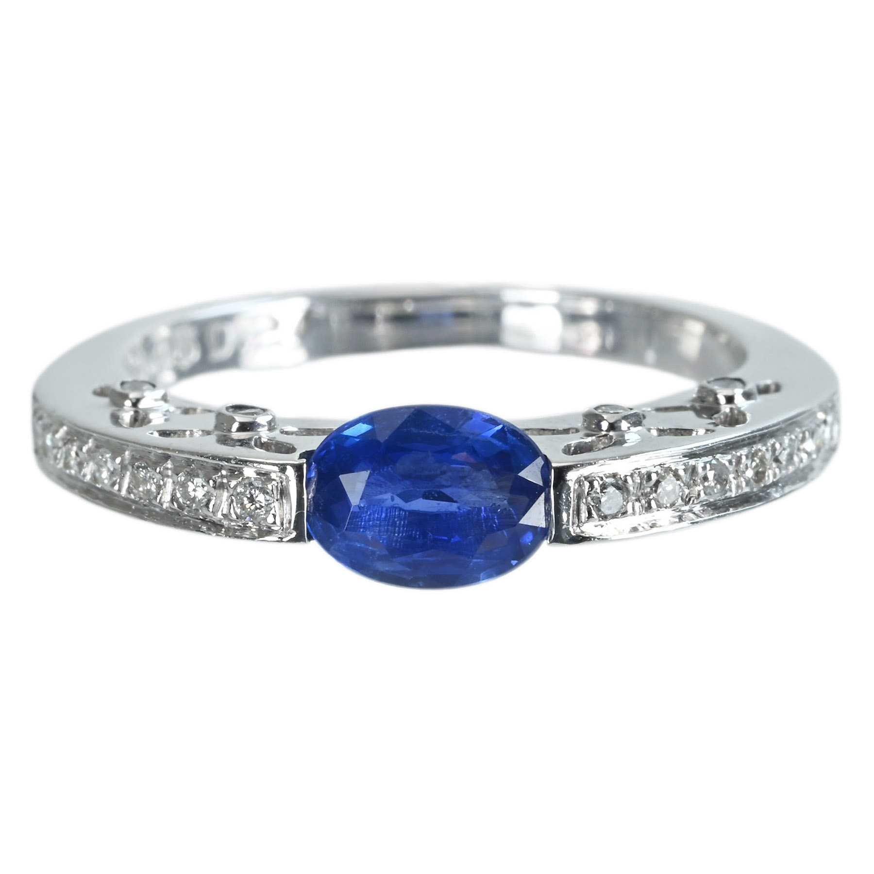 サファイアリング K18WG S0.95ct D0.27ct - 画像 (2)